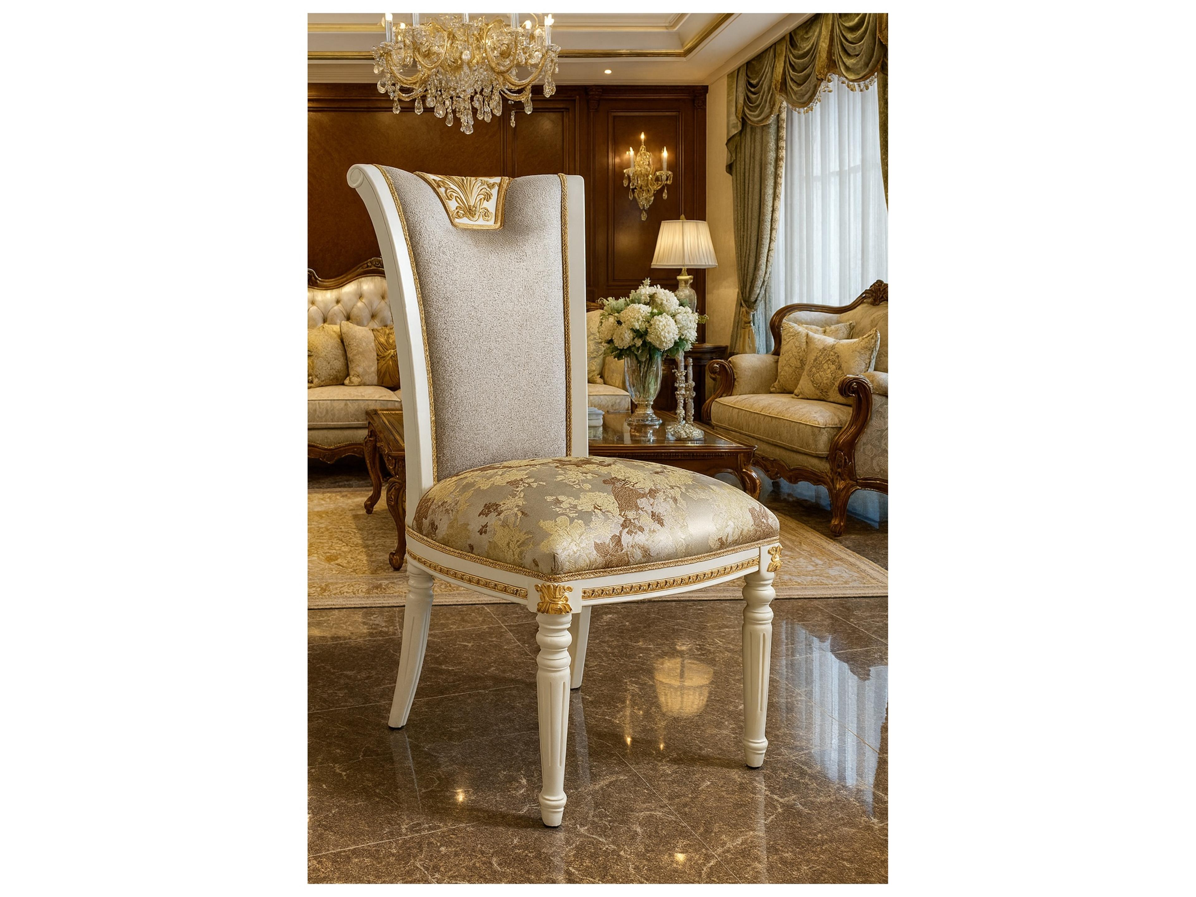 E-62 Solid Wood White Upholstered Armless Dining Chair