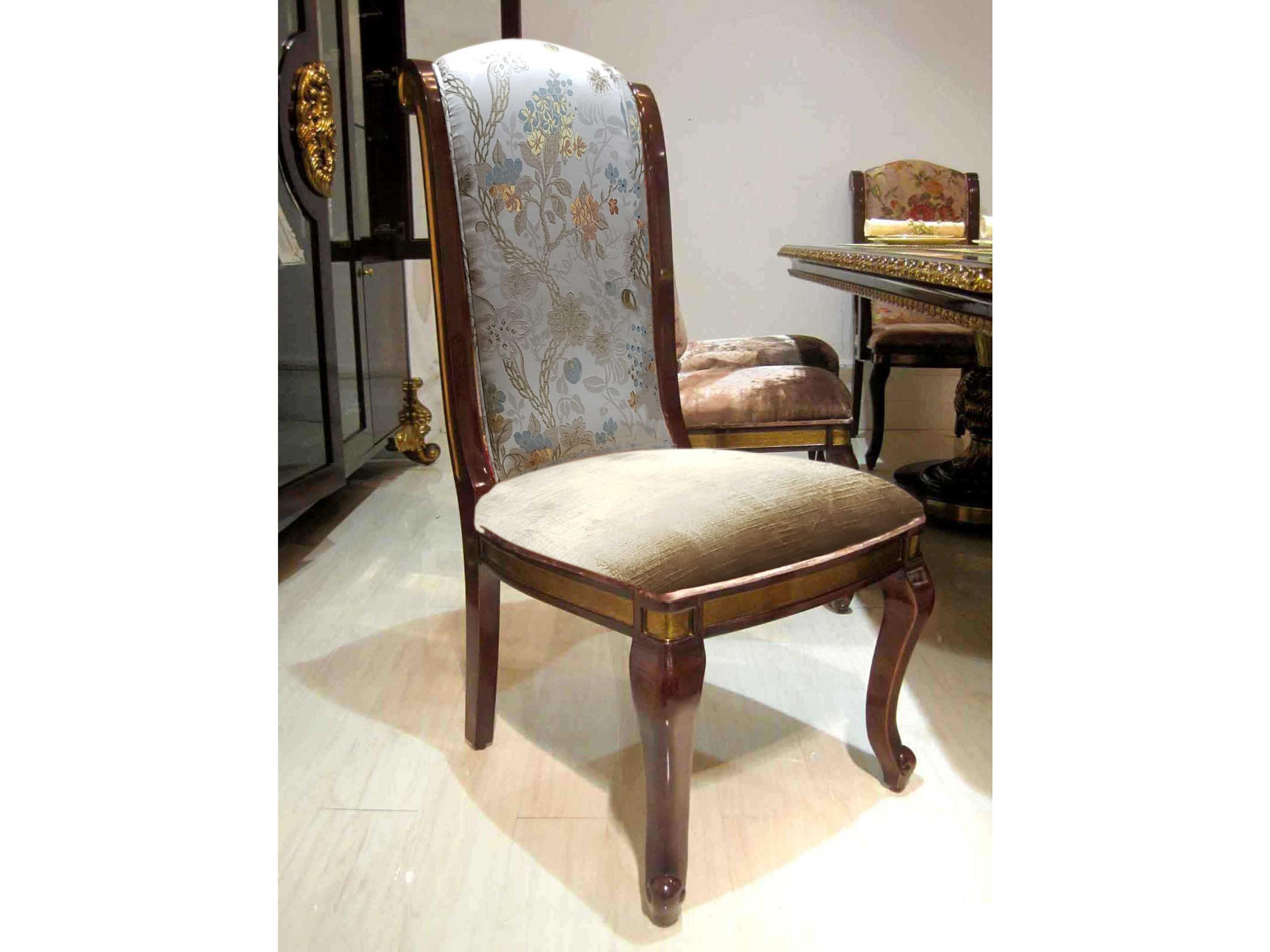 E-63 Walnut Wood Brown Upholstered Armless Dining Chair