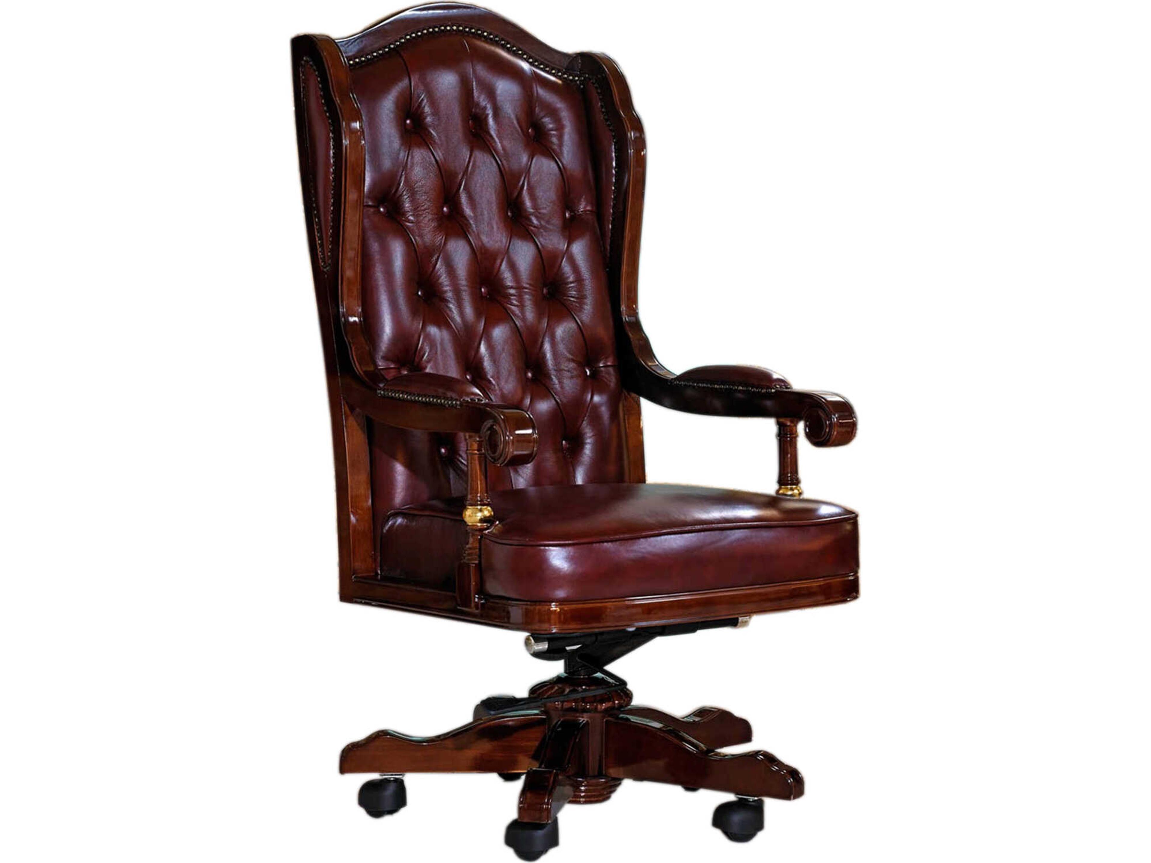 E-63 Brown Leather Swivel Executive Desk Chair