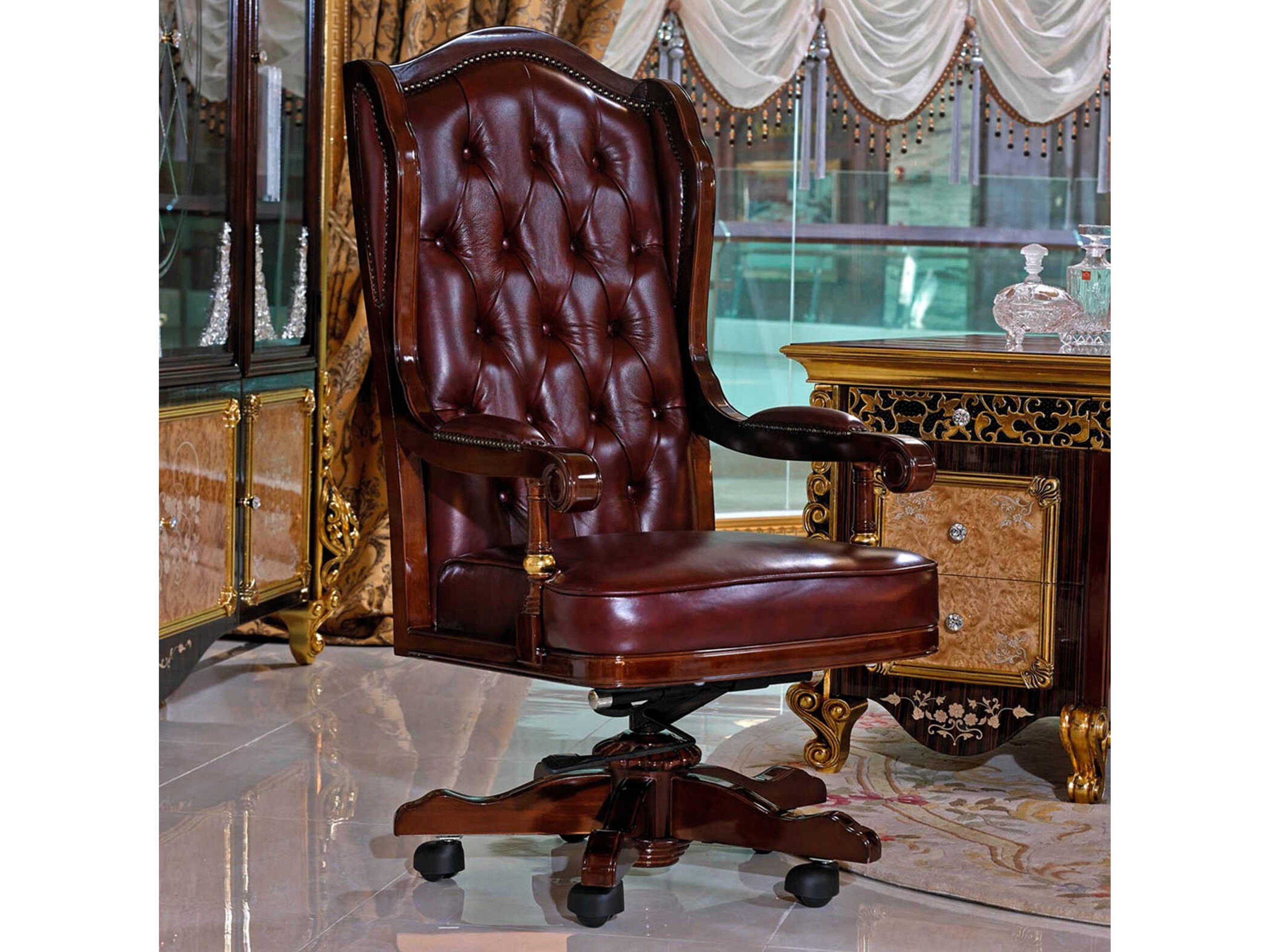 Infinity Furniture Import E-63 Brown Leather Swivel Executive Desk Chair