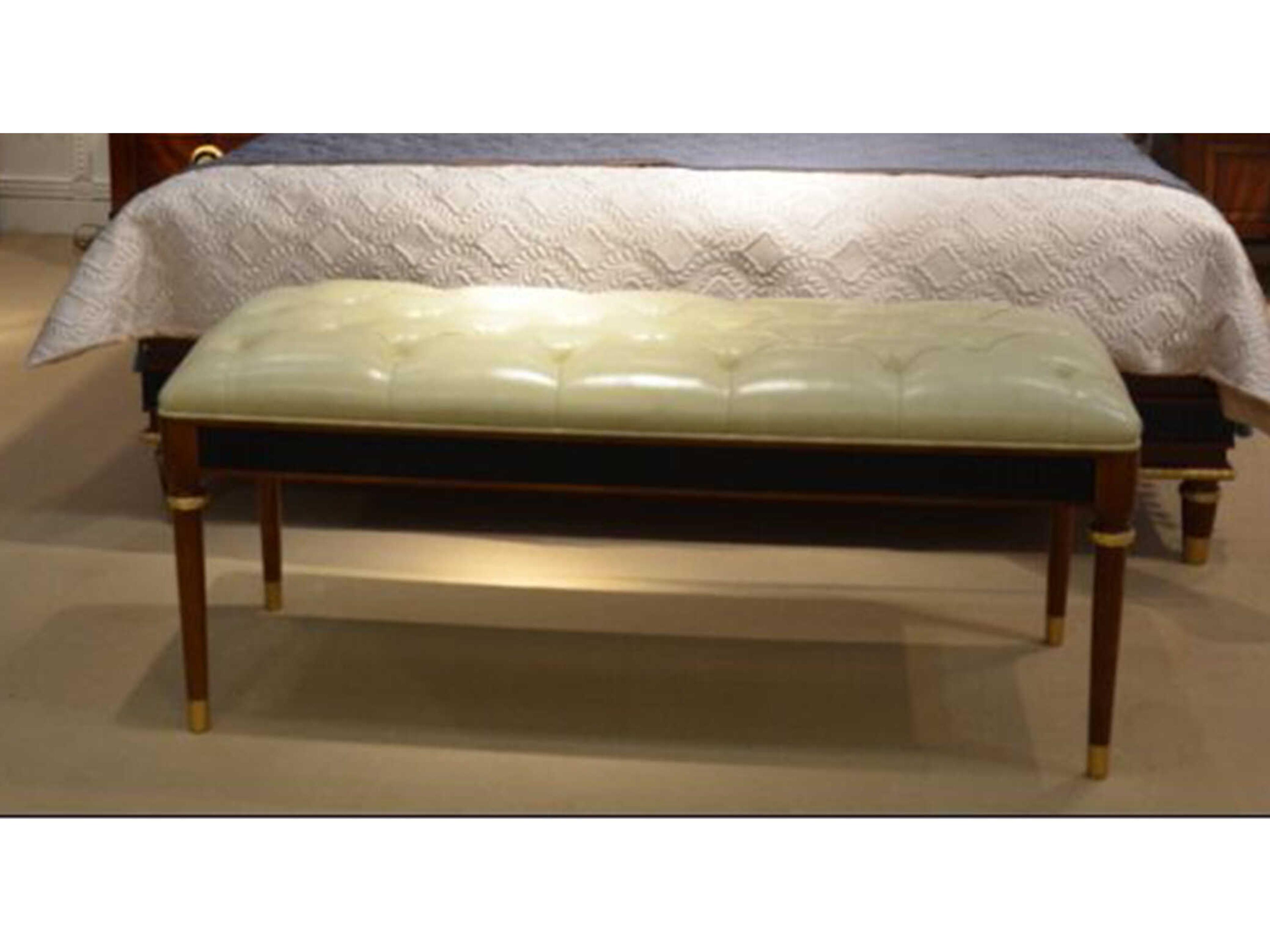 E-68 White Leather Accent Bench