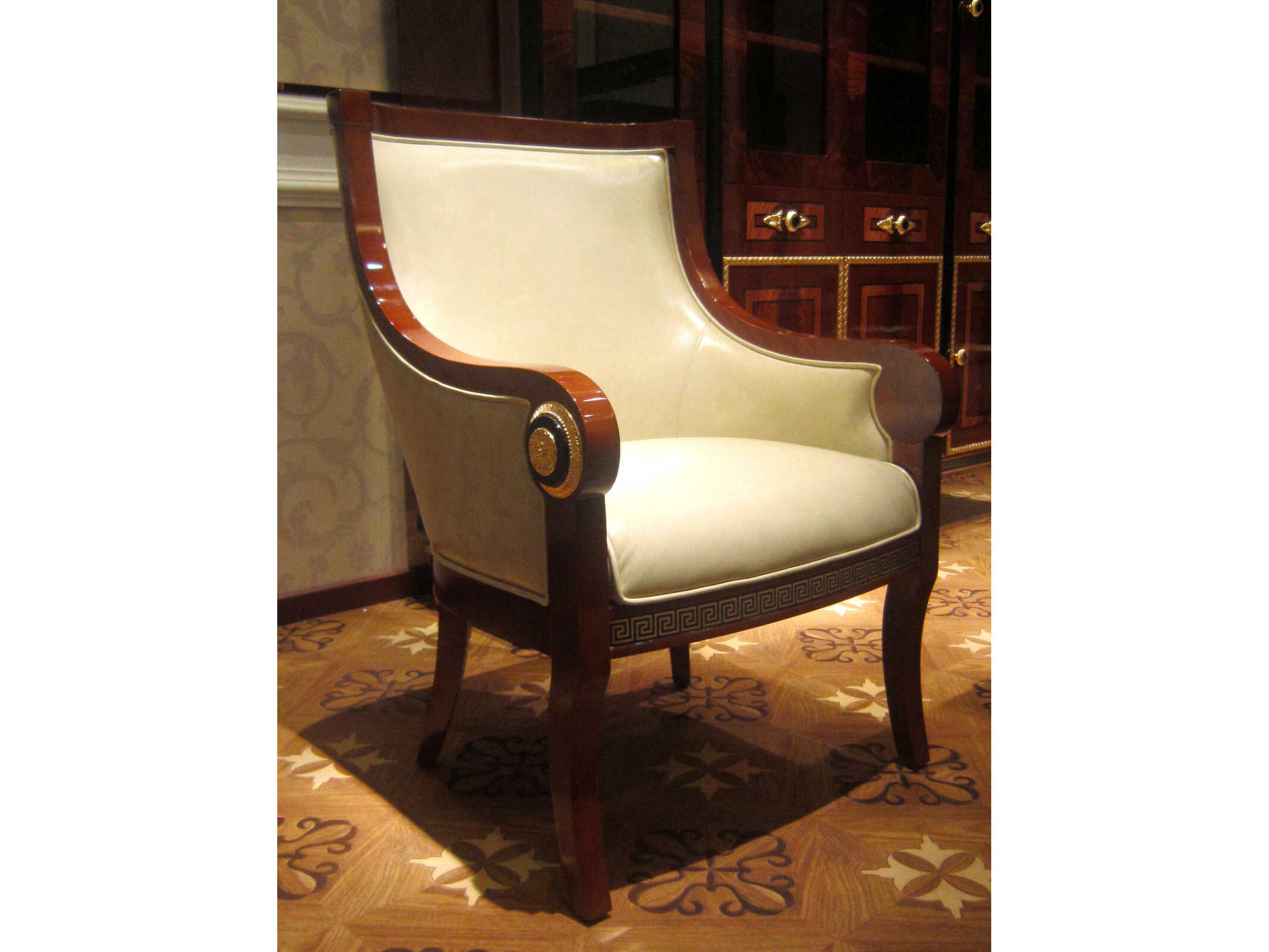 E-68 Cream Leather Accent Chair
