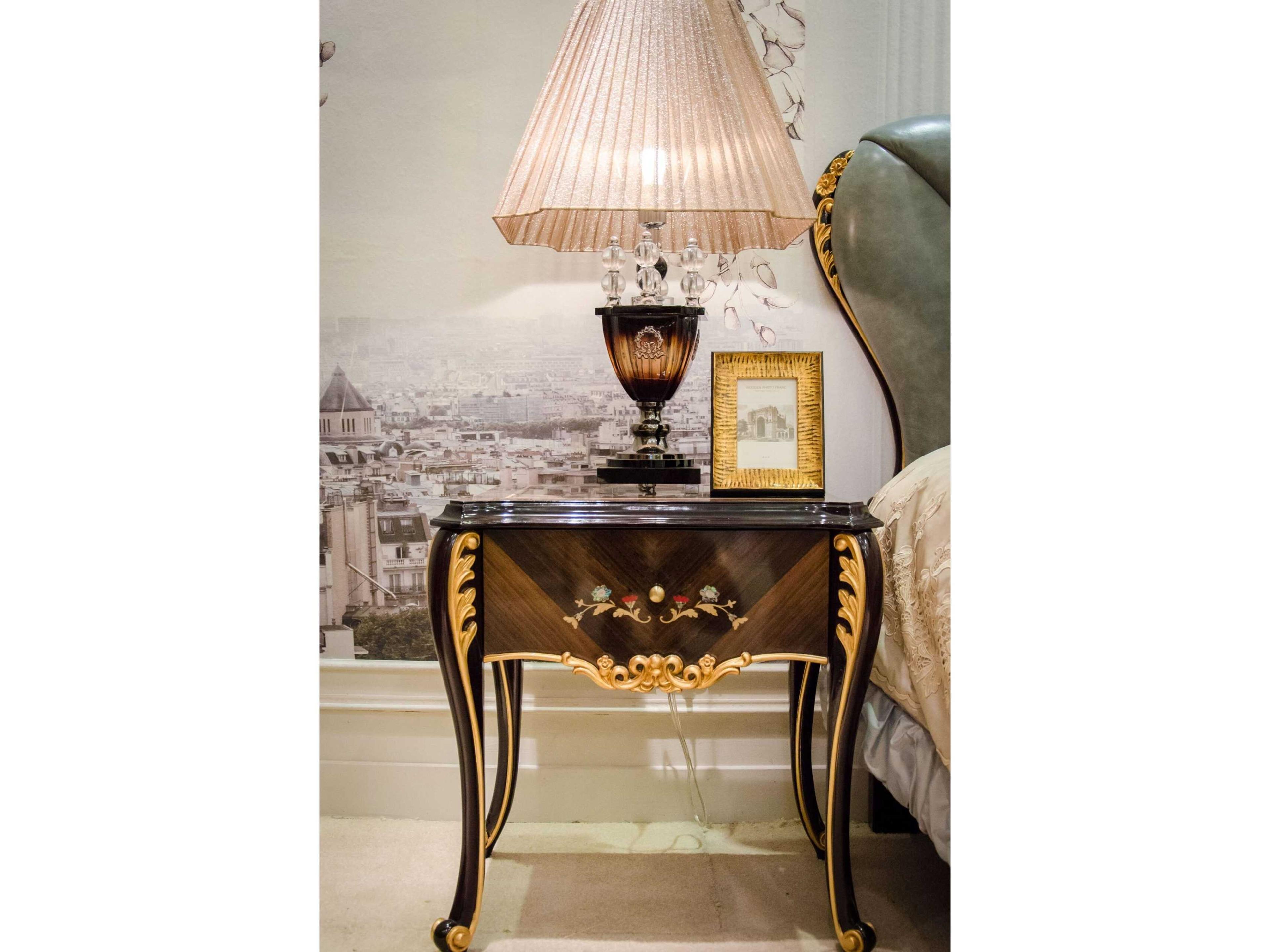 E-70 1-Drawer Brown Walnut Wood Nightstand