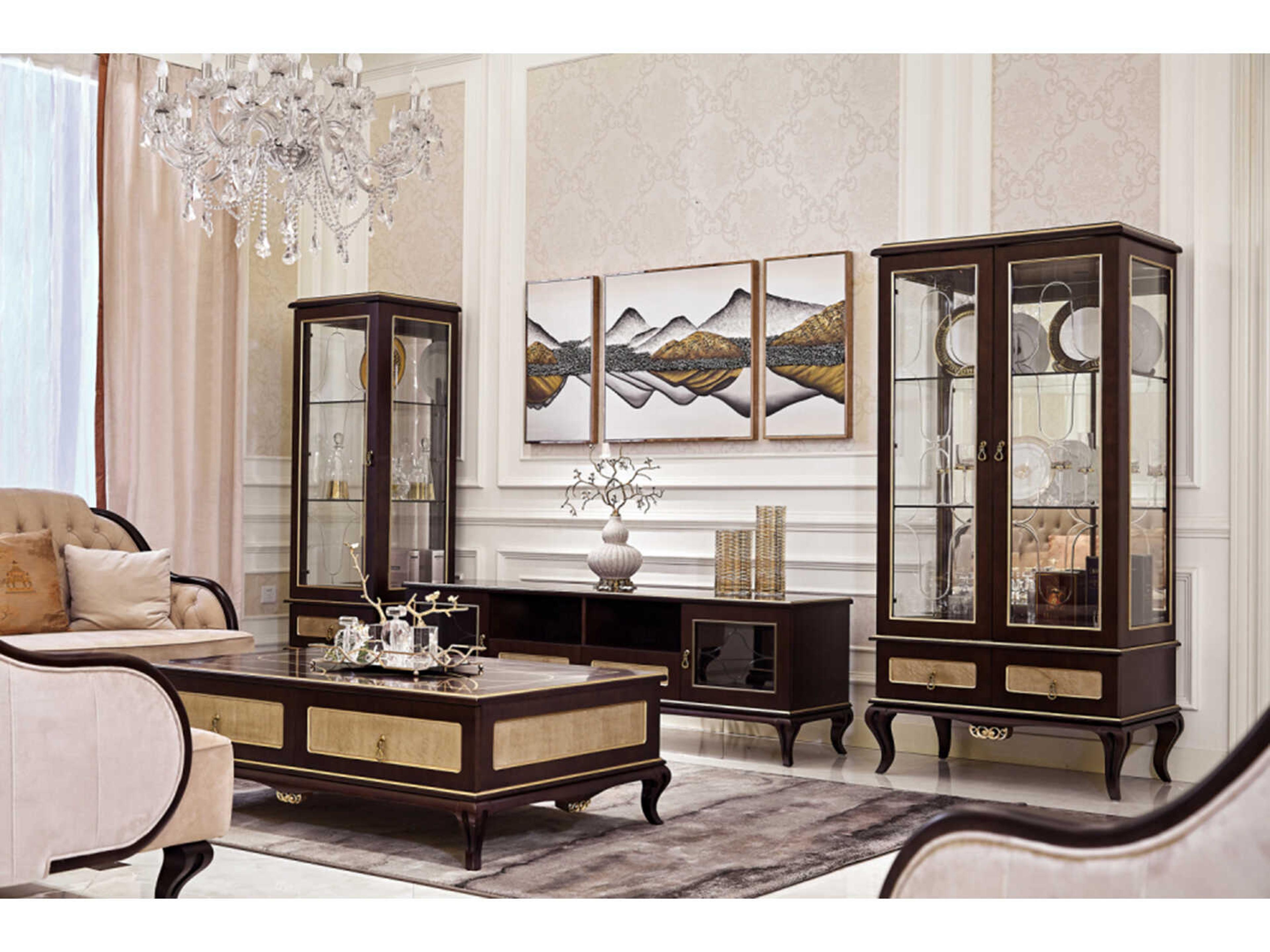 Infinity Furniture Import E-71 Walnut Wood Display Cabinet