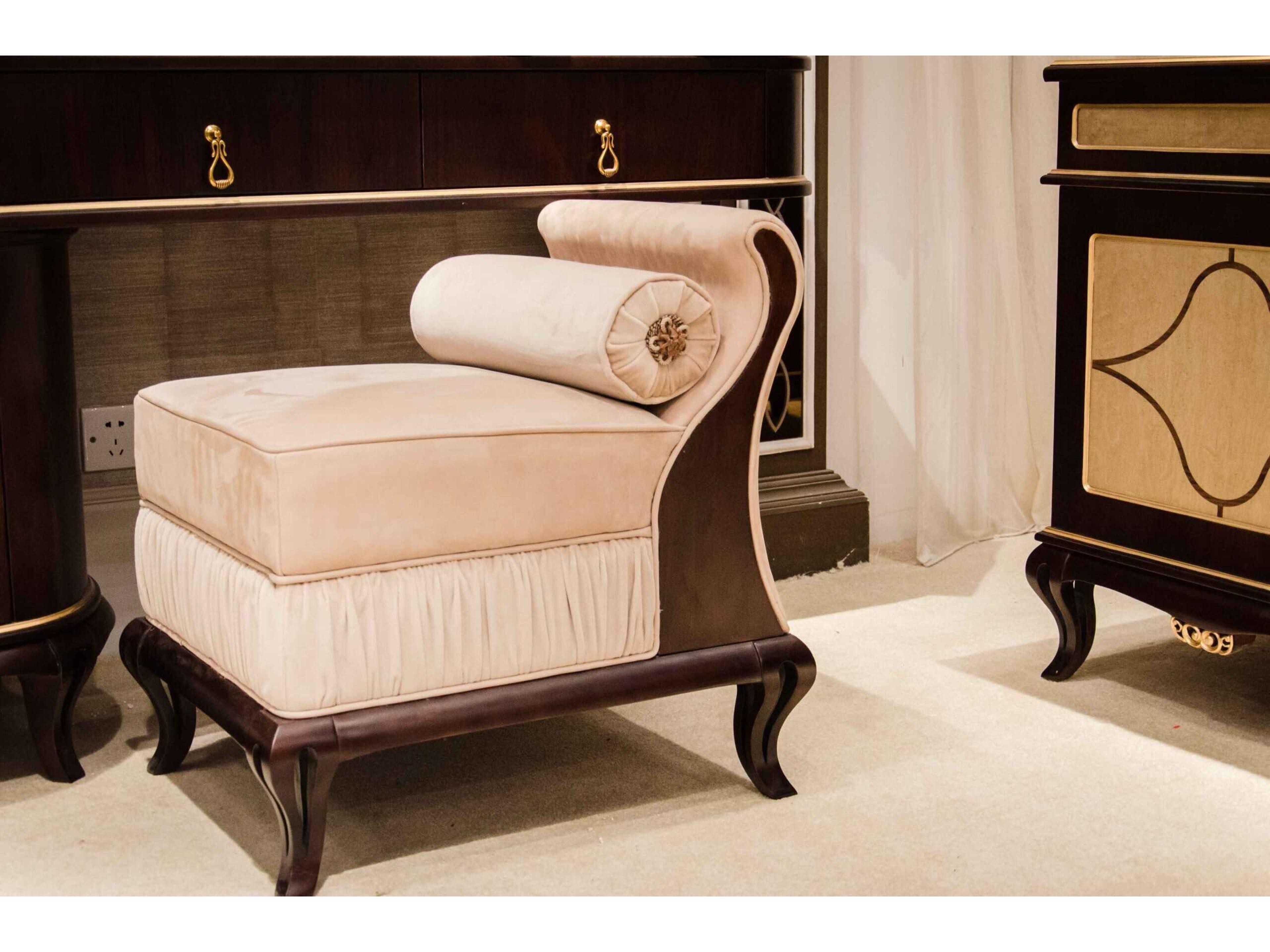 E-71 Cream Upholstered Accent Stool