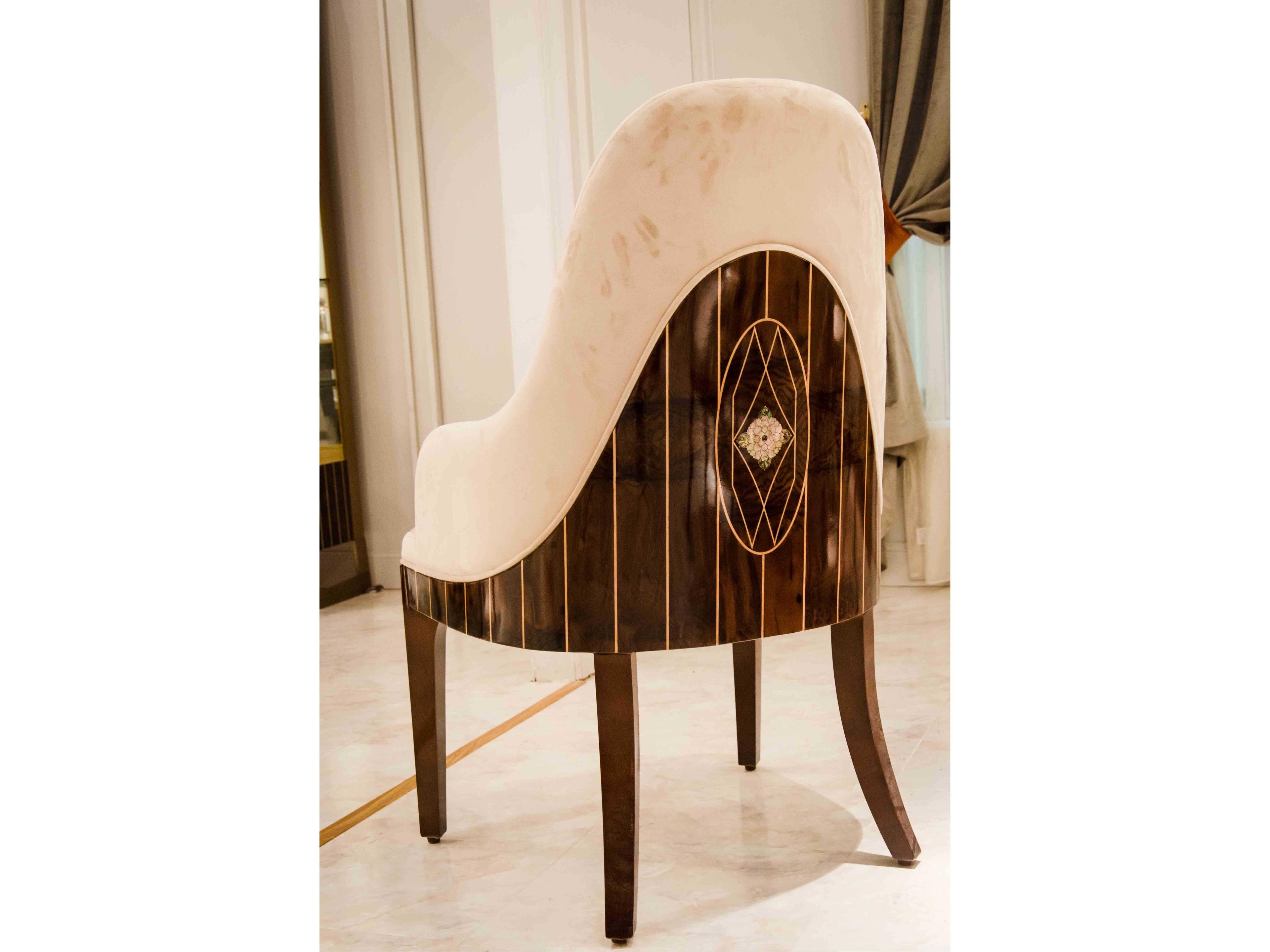 E-72 Hardwood Brown Upholstered Arm Dining Chair