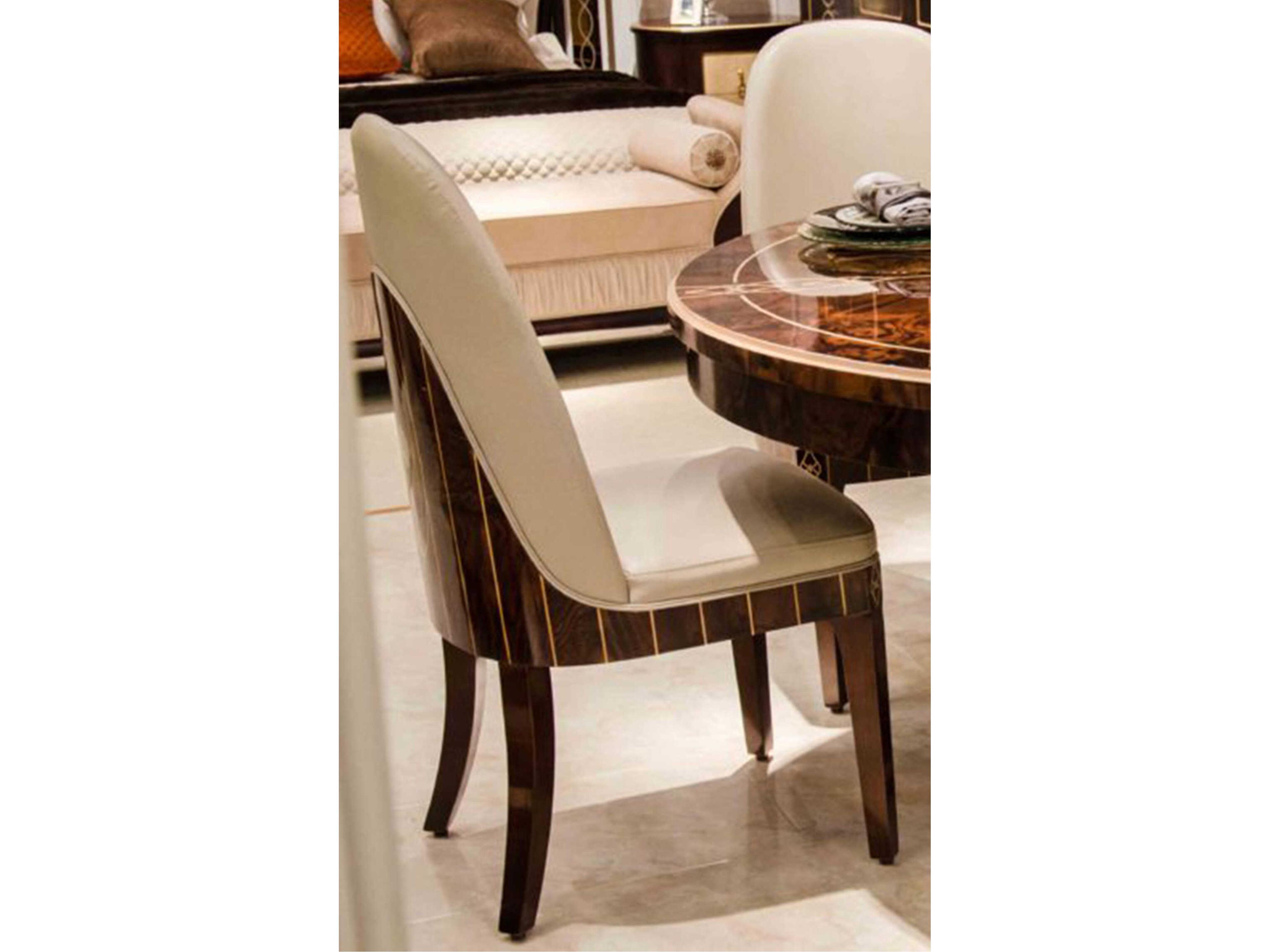 E-72 Hardwood Brown Upholstered Armless Dining Chair