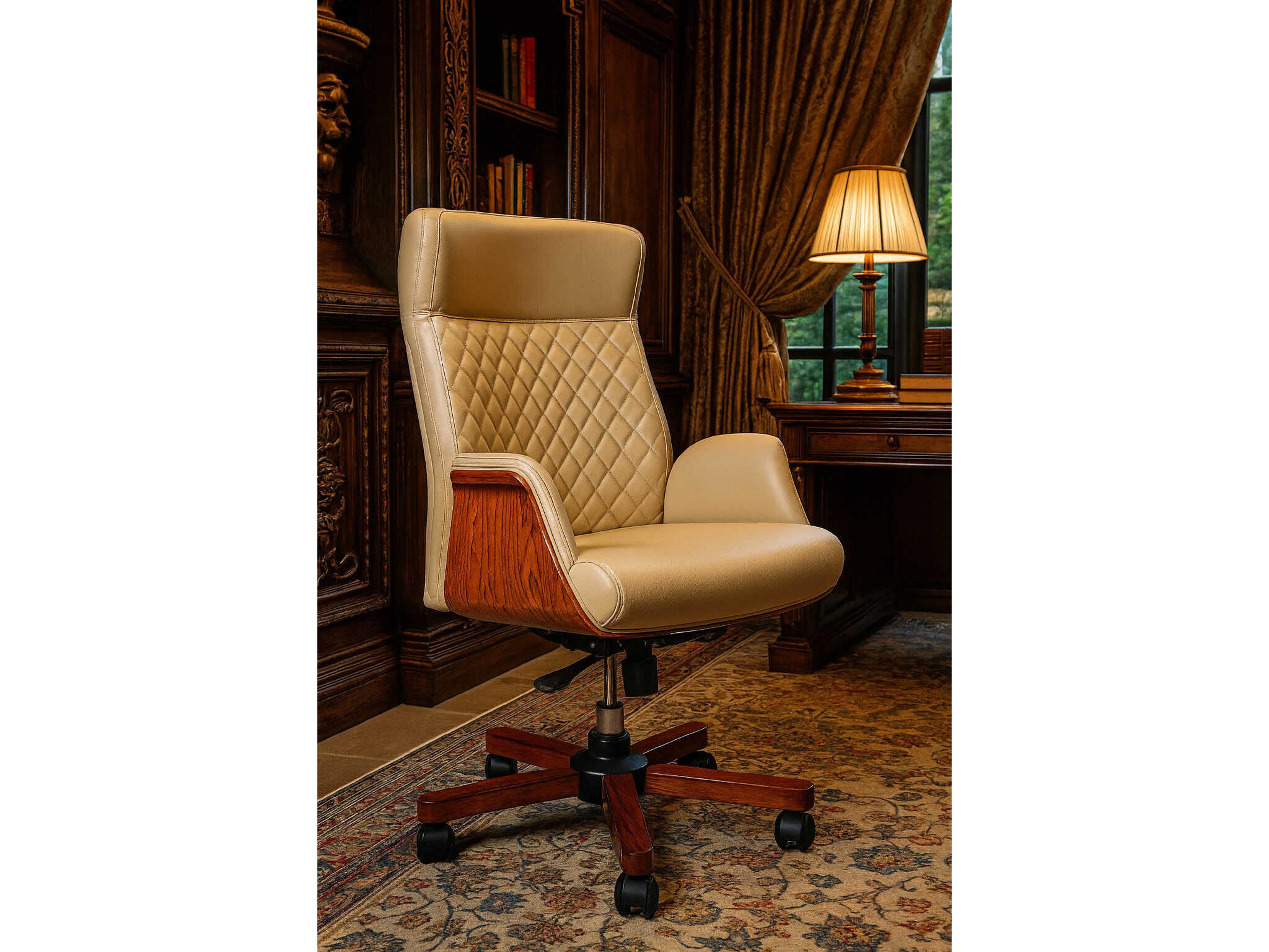 Ho Brown Leather Swivel Executive Desk Chair