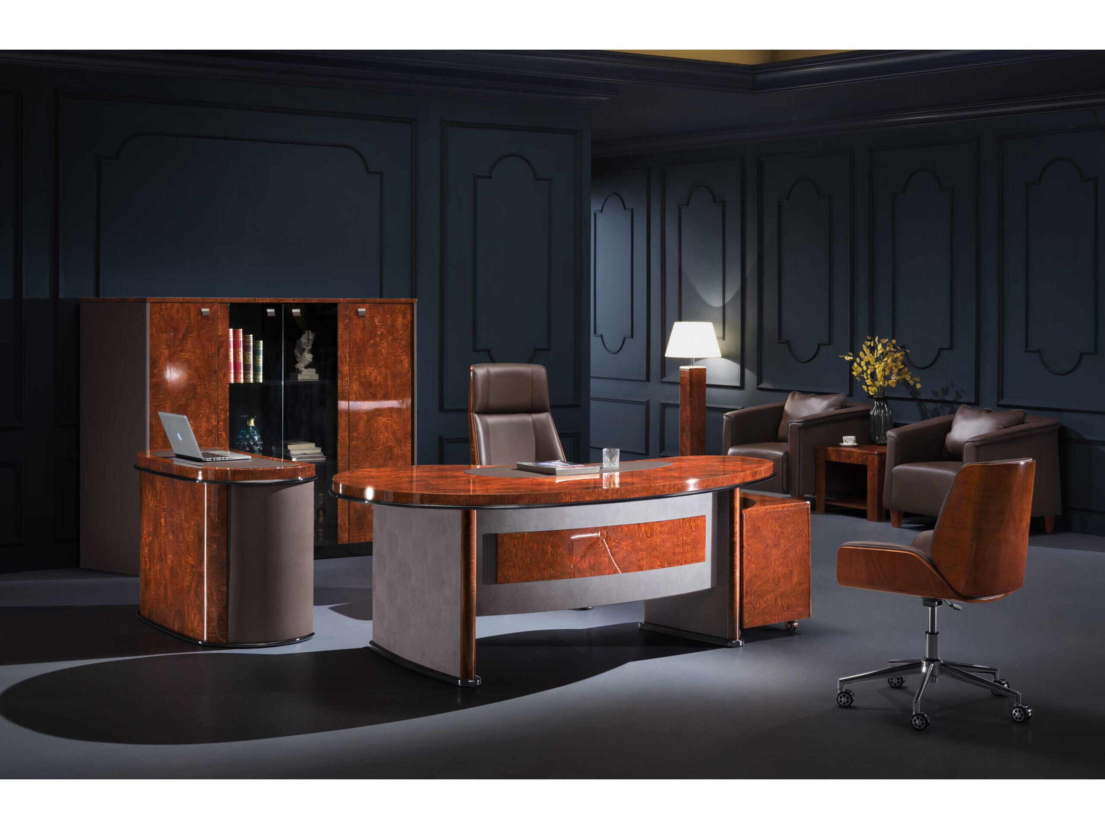 Ho Brown Natural Wood Executive Desk