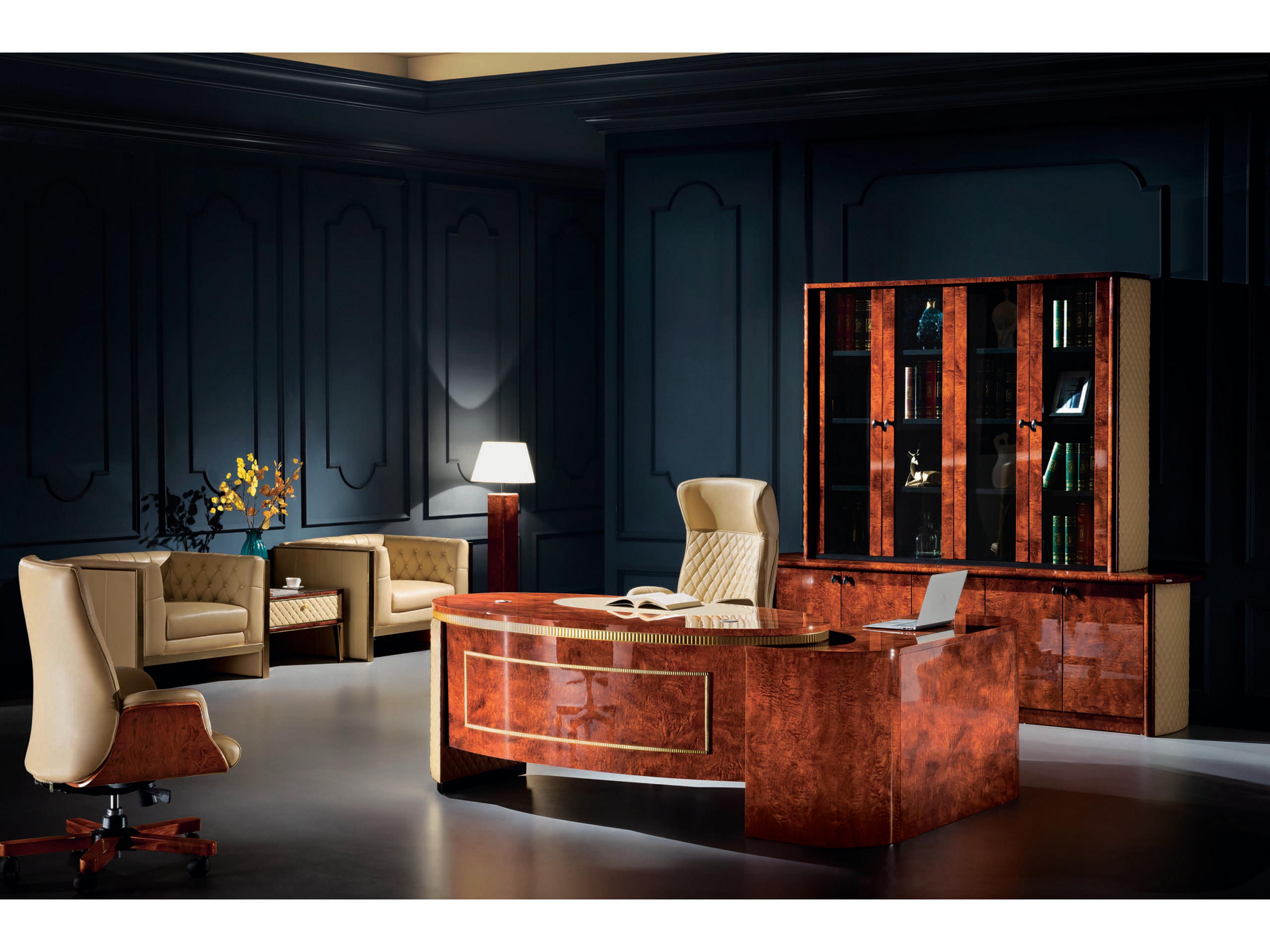 Ho Brown Natural Wood Executive Desk