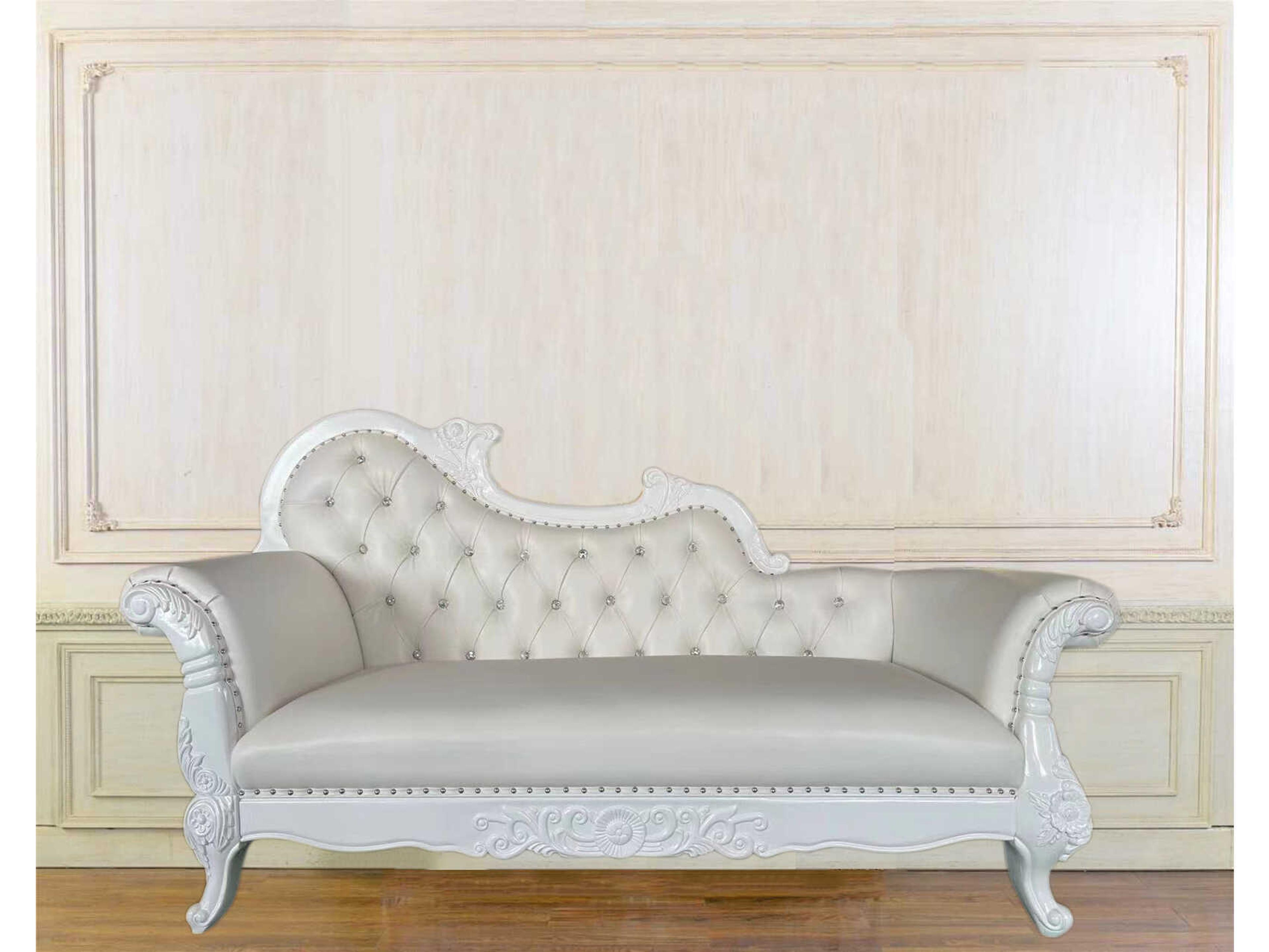 Inf White Faux Leather Chaise
