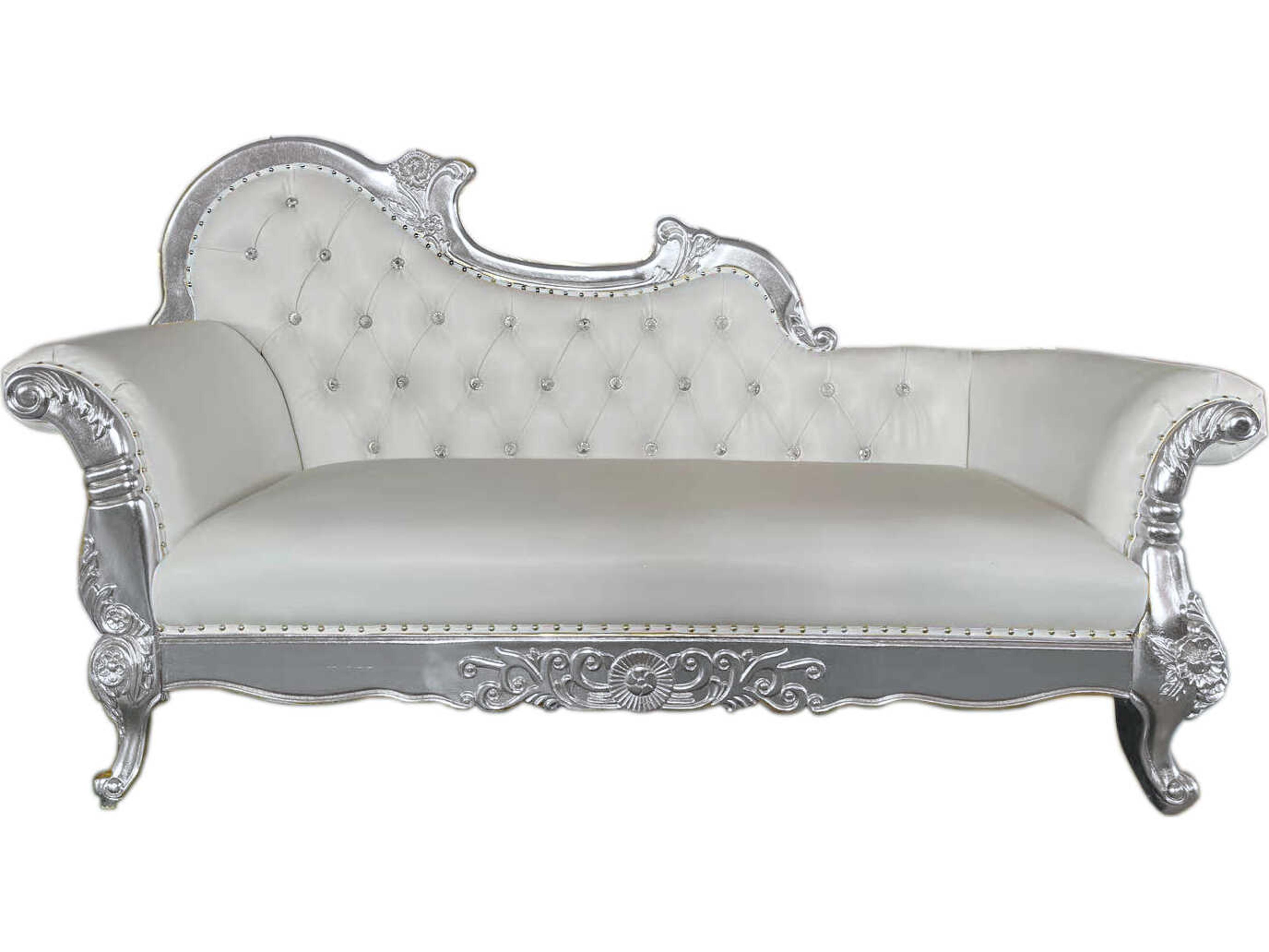 Inf Silver Faux Leather Chaise