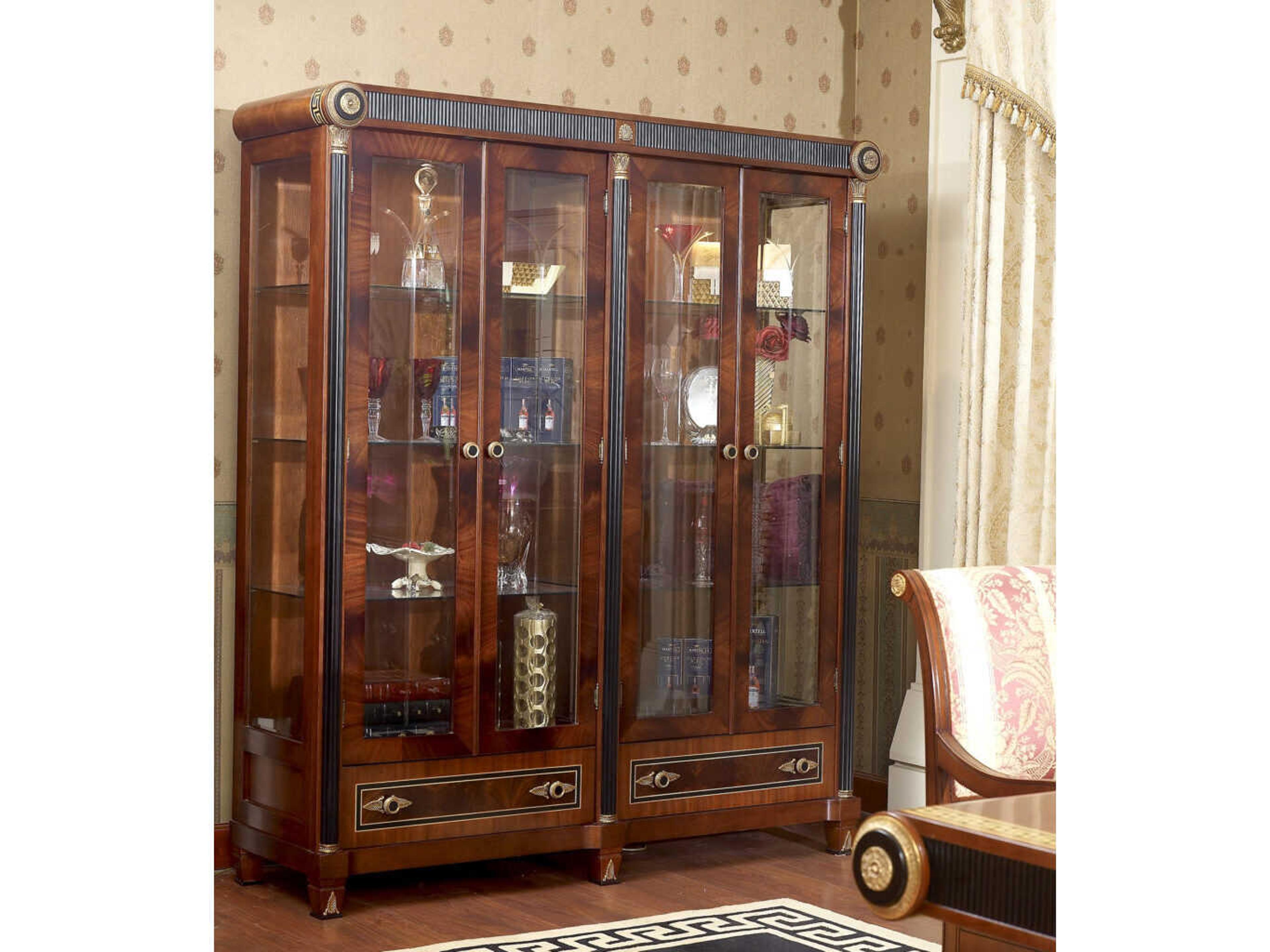 Infinity Furniture Import Inf Walnut Wood Display Cabinet
