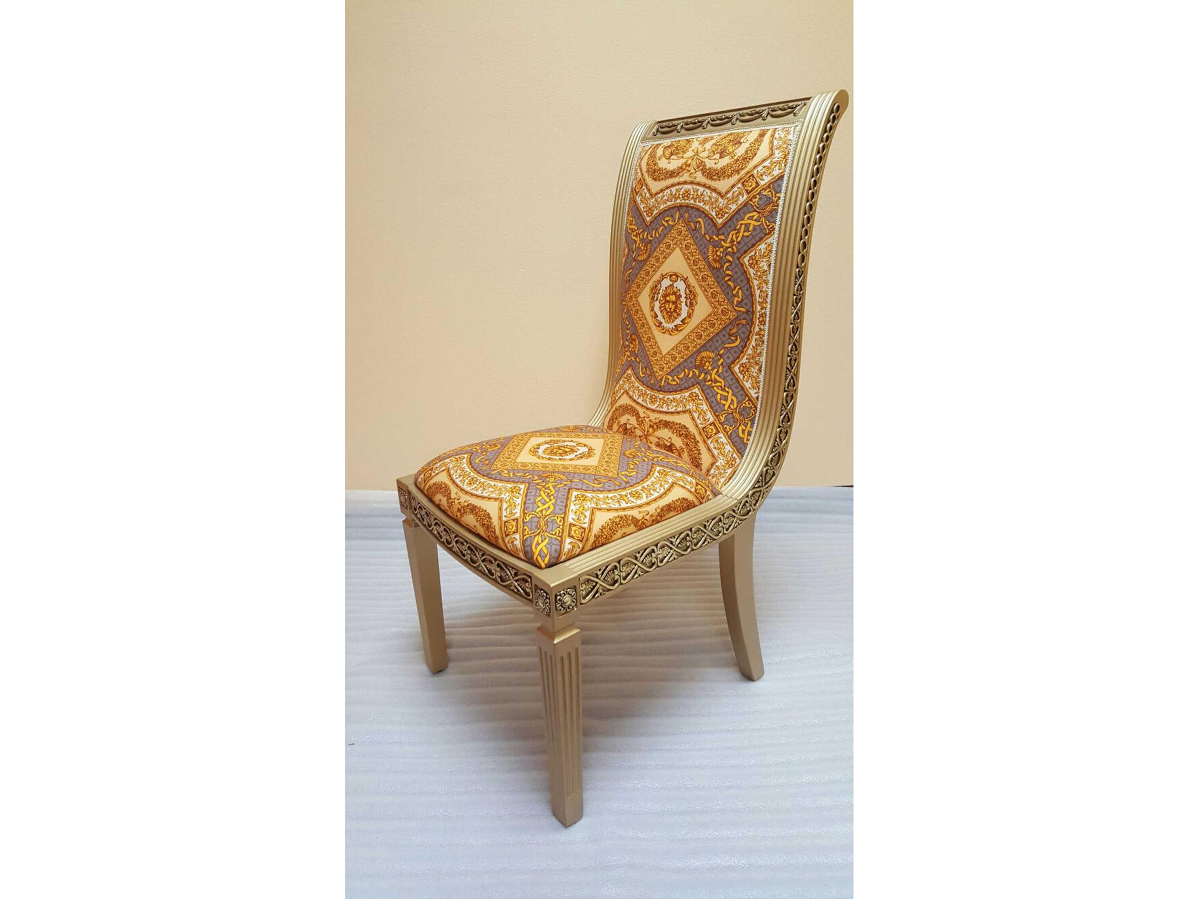 Inf Solid Wood Gold Upholstered Armless Dining Chair