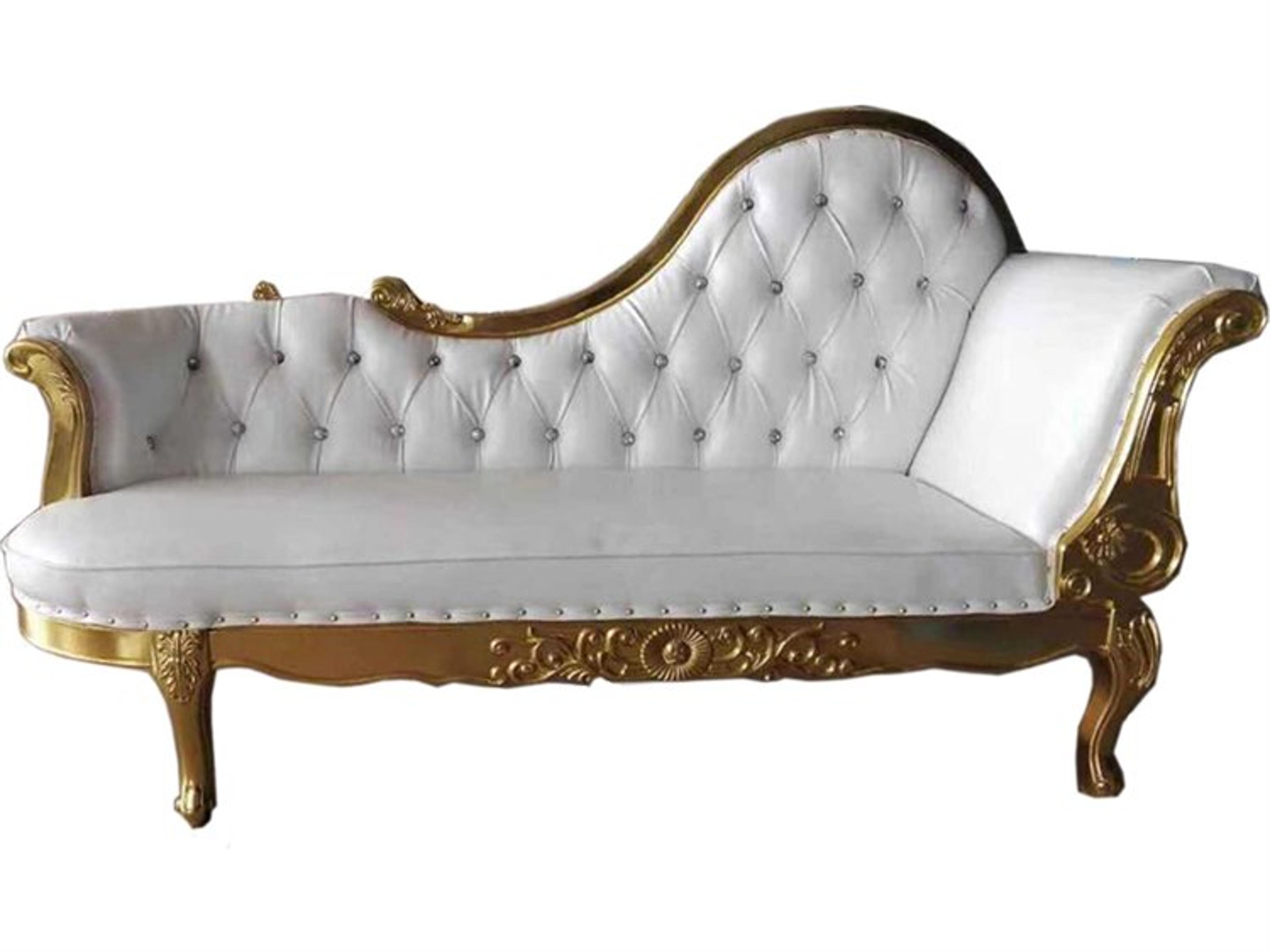 Inf White Faux Leather Chaise