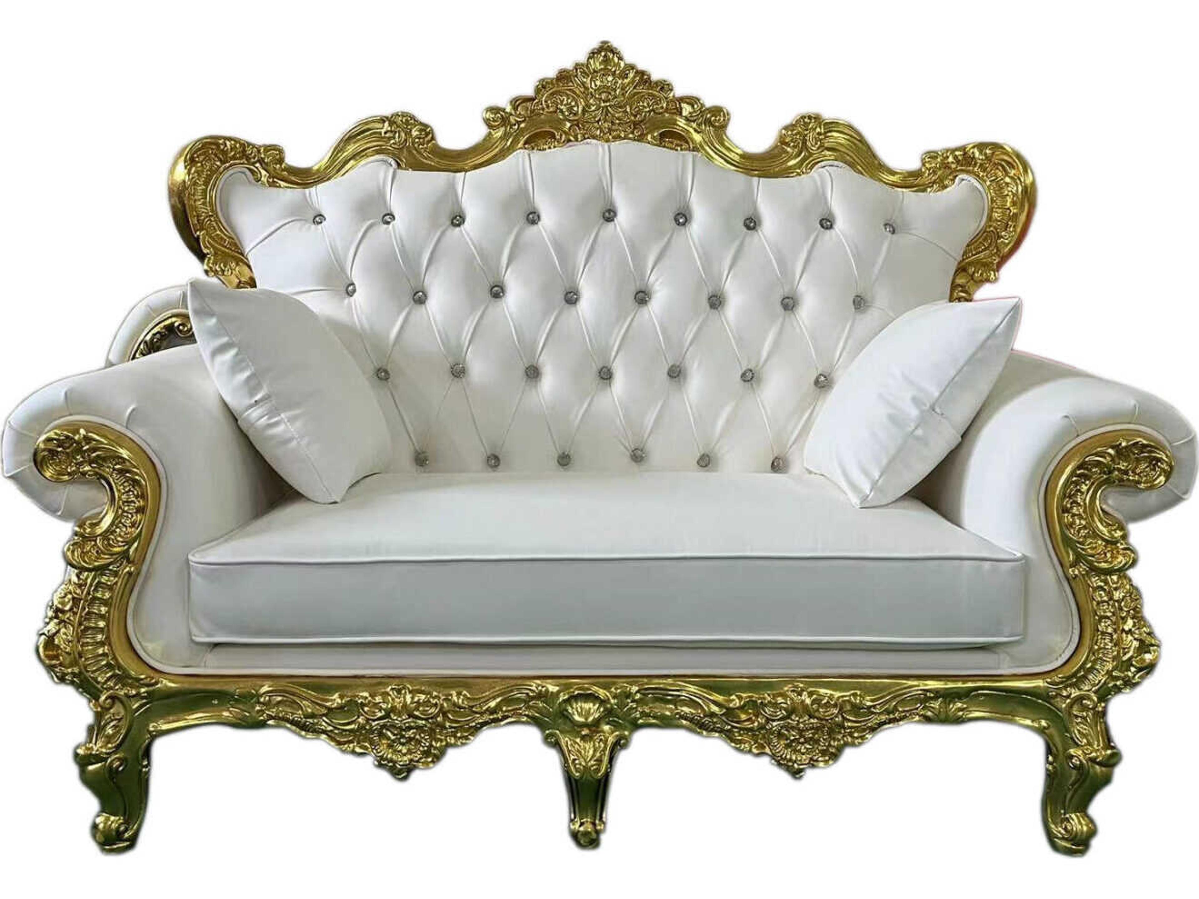 Inf White Faux Leather Loveseat