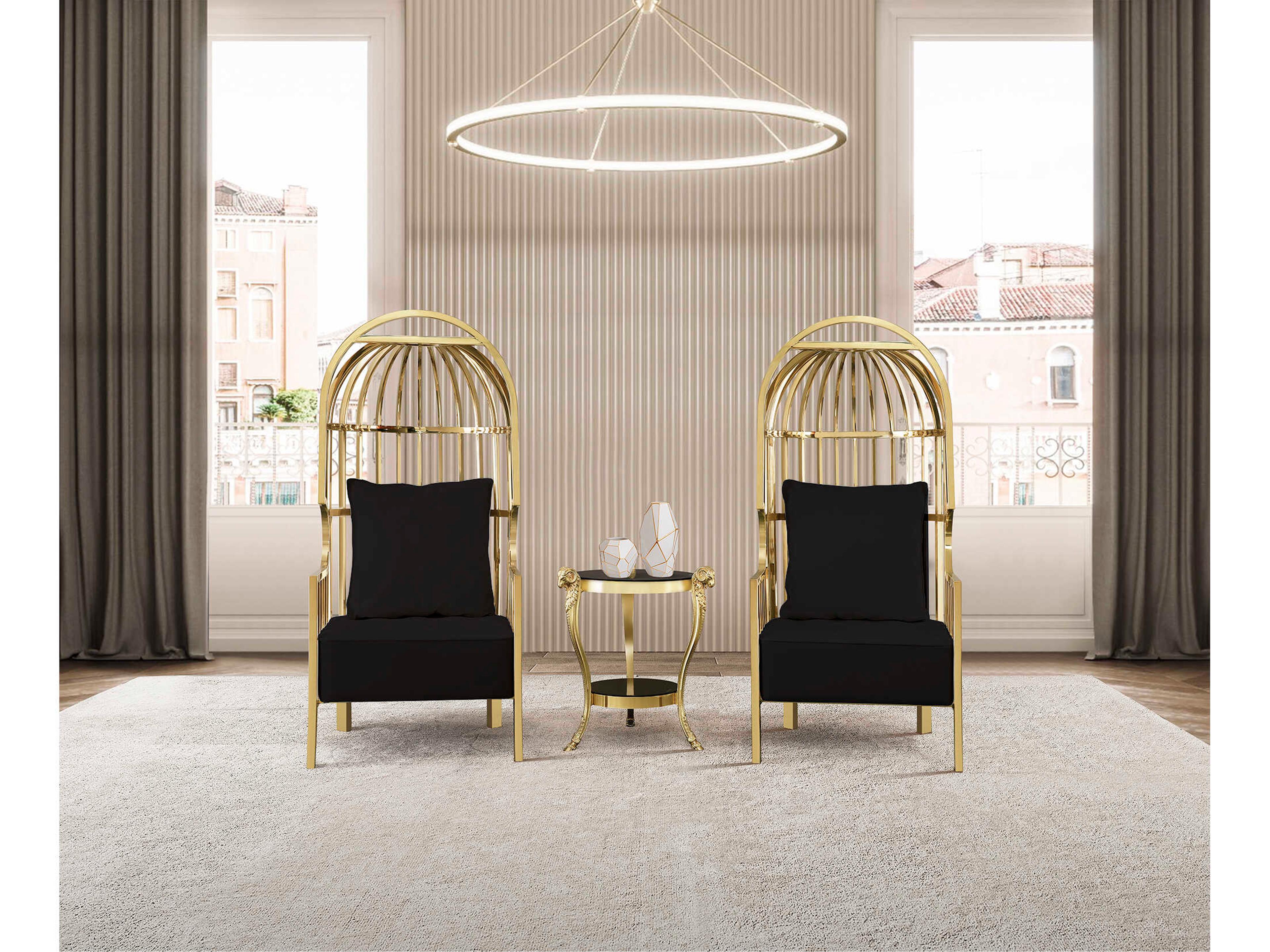 Lux18 Black Velvet Accent Chair