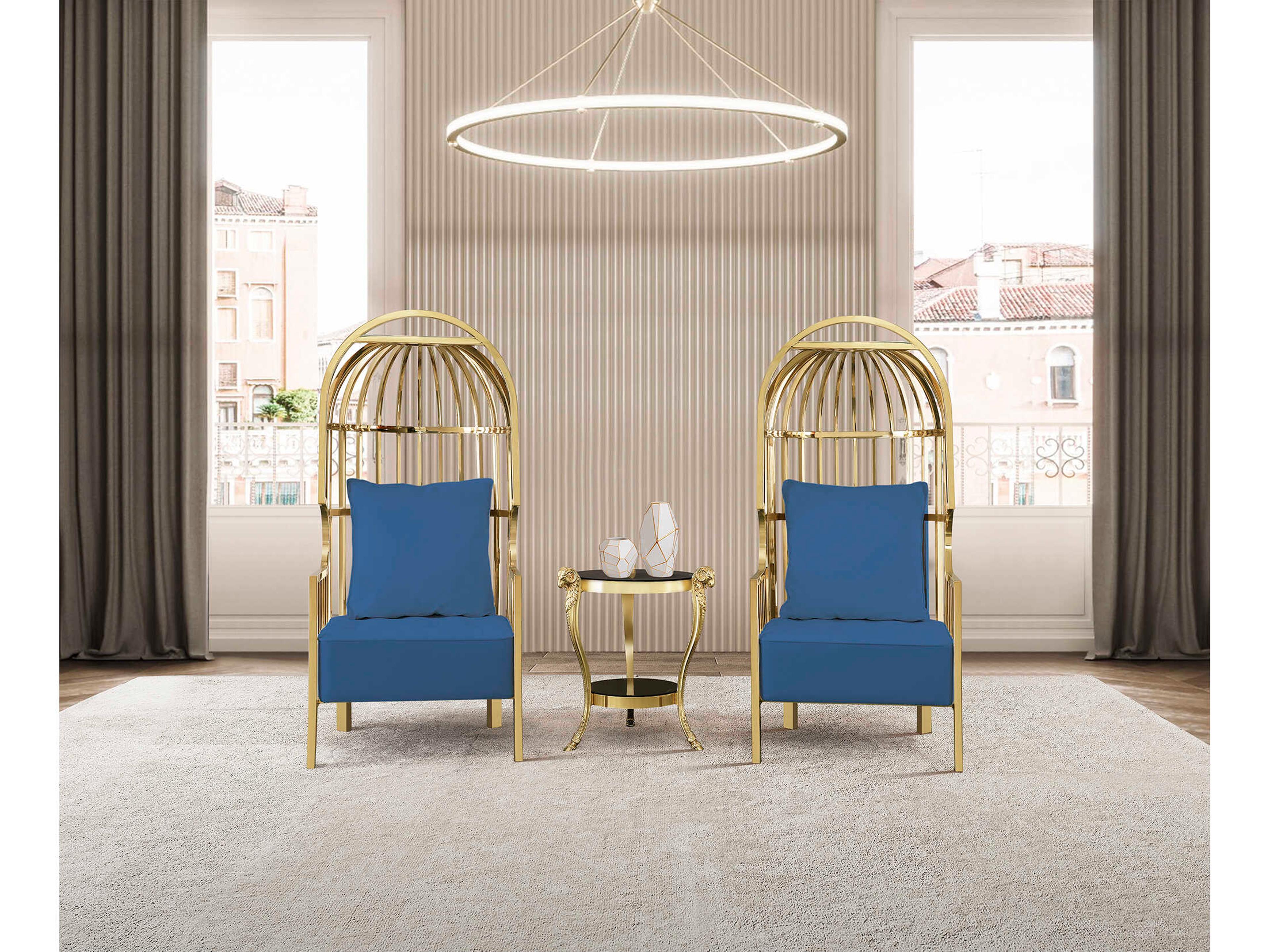 Lux18 Blue Velvet Accent Chair