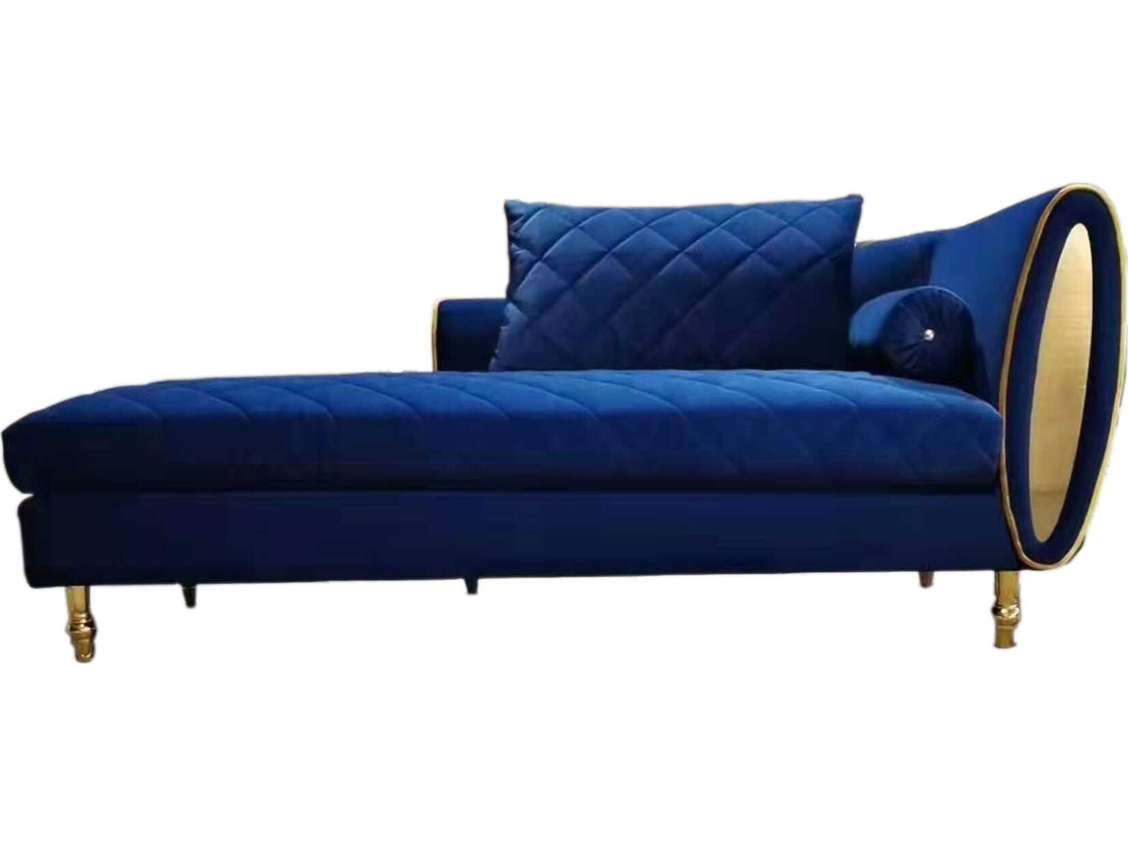 Lux-809 Blue Velvet Upholstered Chaise