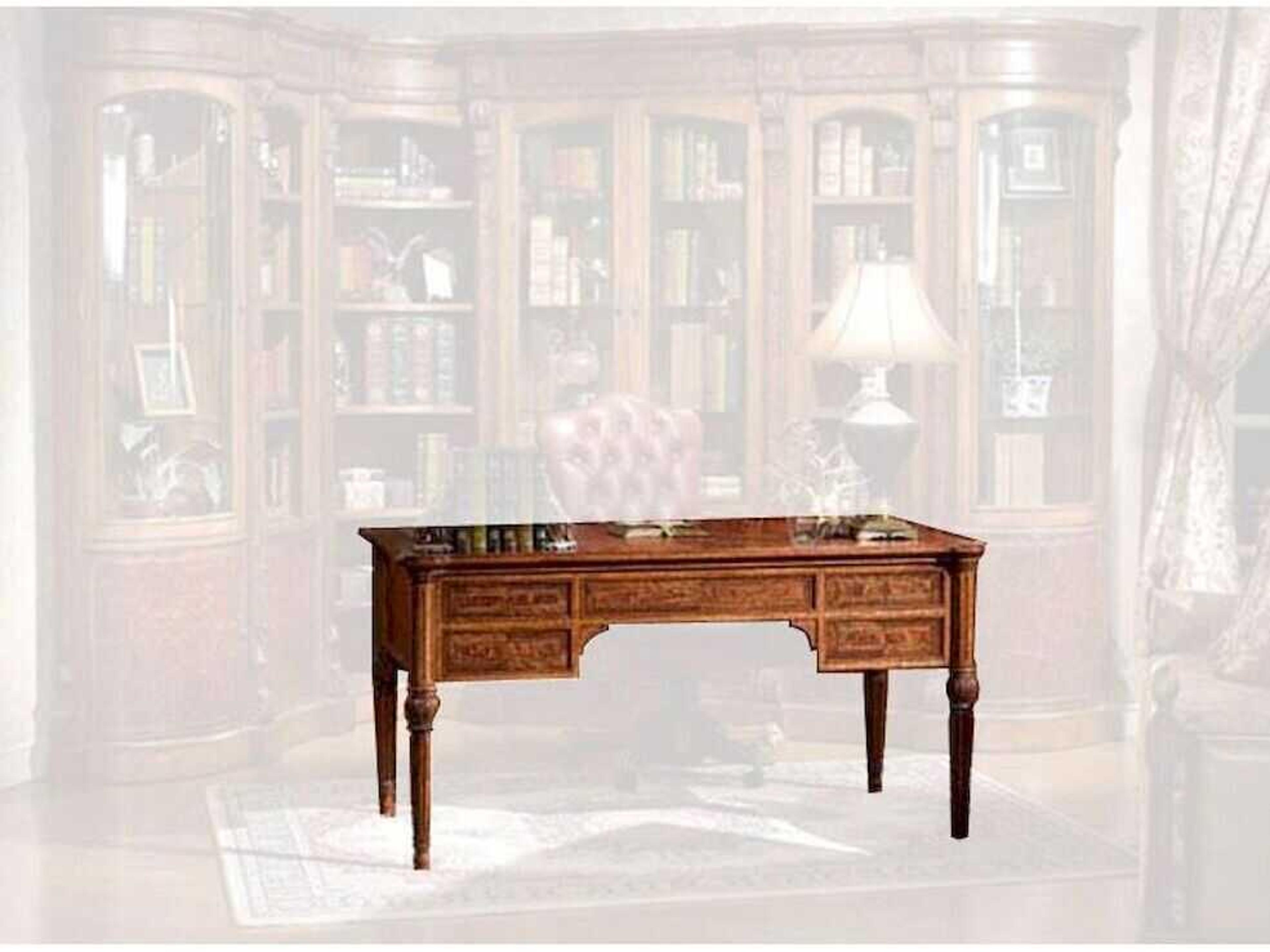 Lv-570 Brown Hardwood Executive Desk