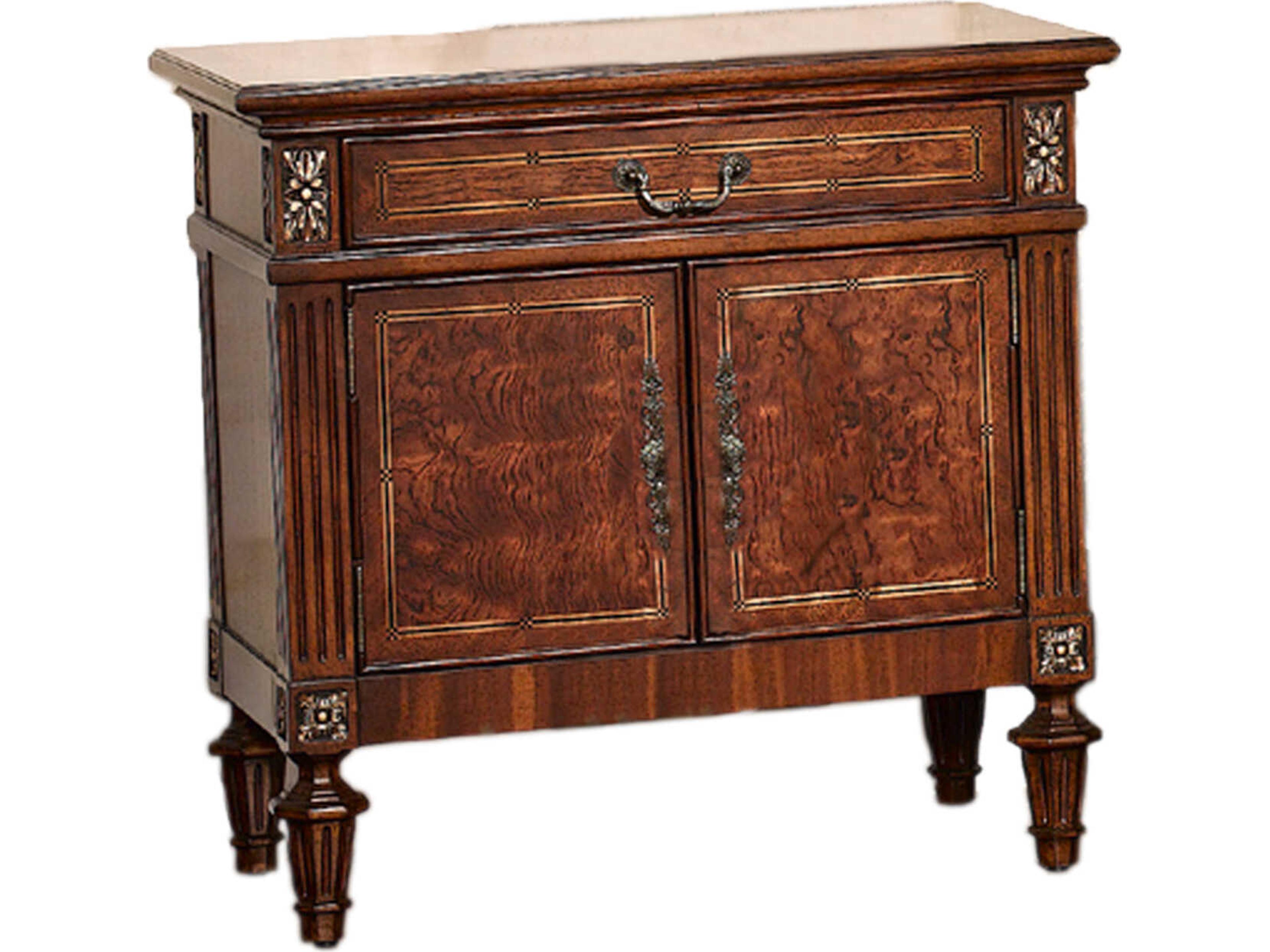Lv-850 1-Drawer Brown Solid Wood Nightstand