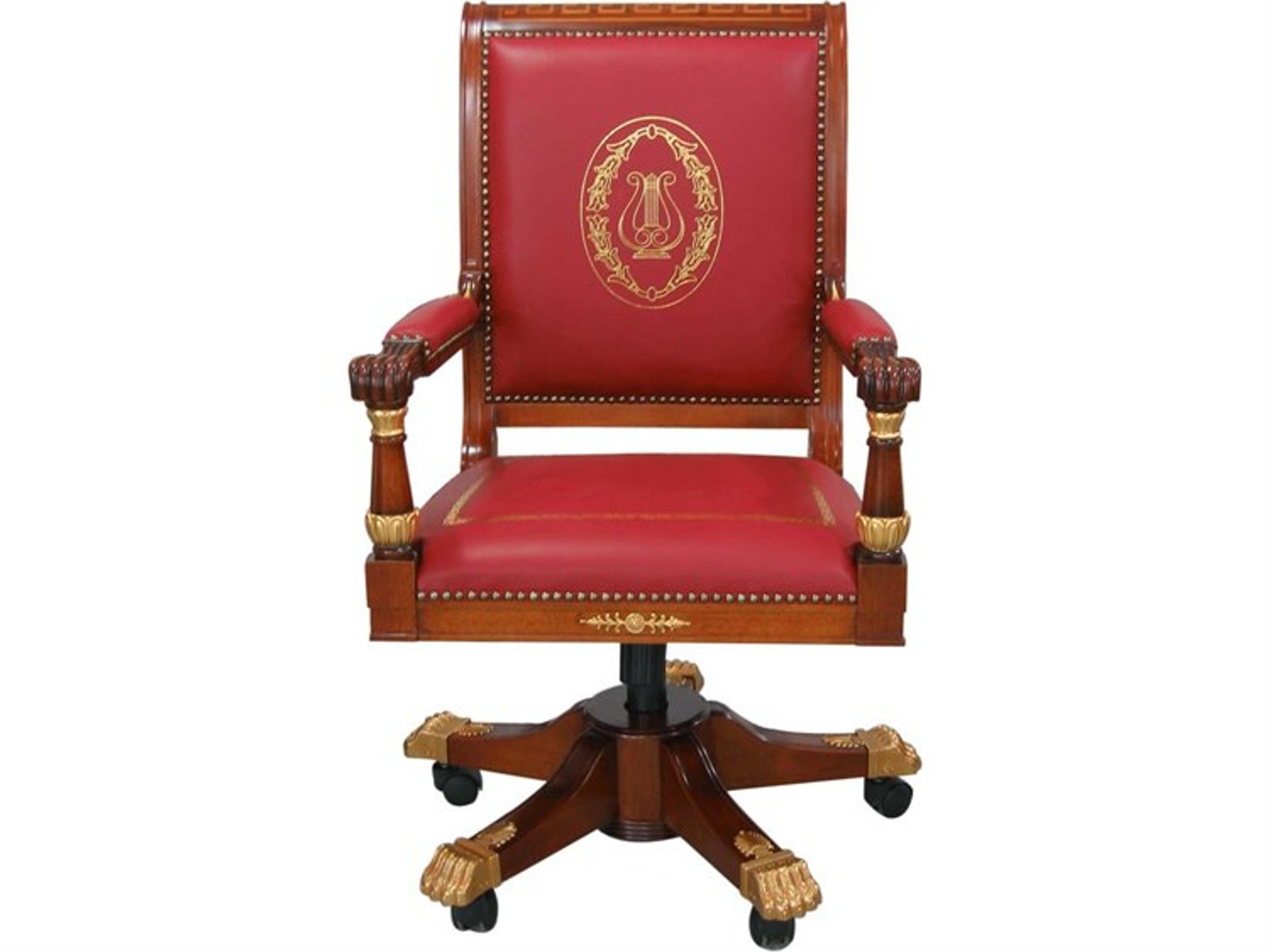Op-521 Red Leather Swivel Executive Desk Chair