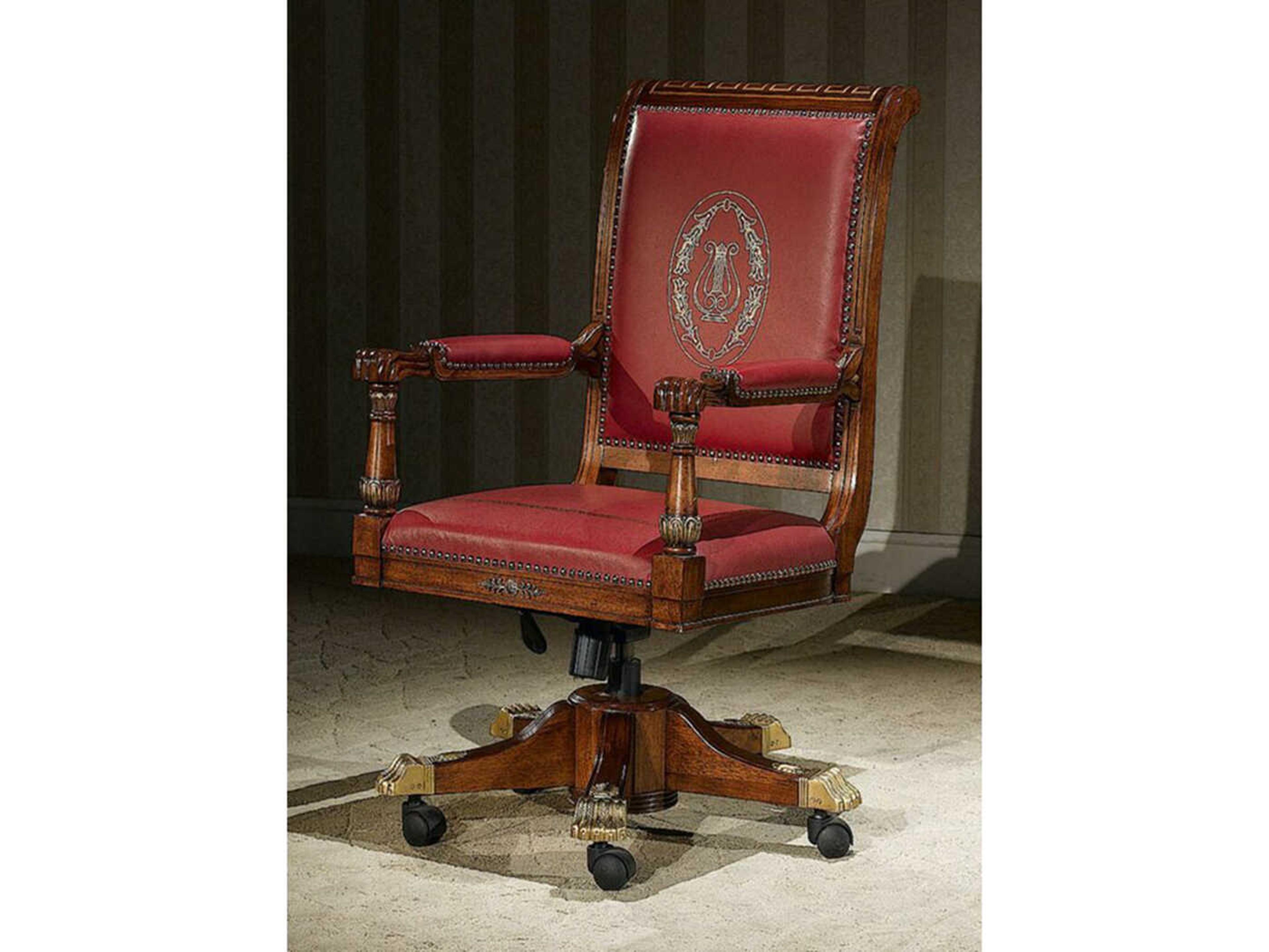 Op-521 Red Leather Adjustable Swivel Executive Desk Chair