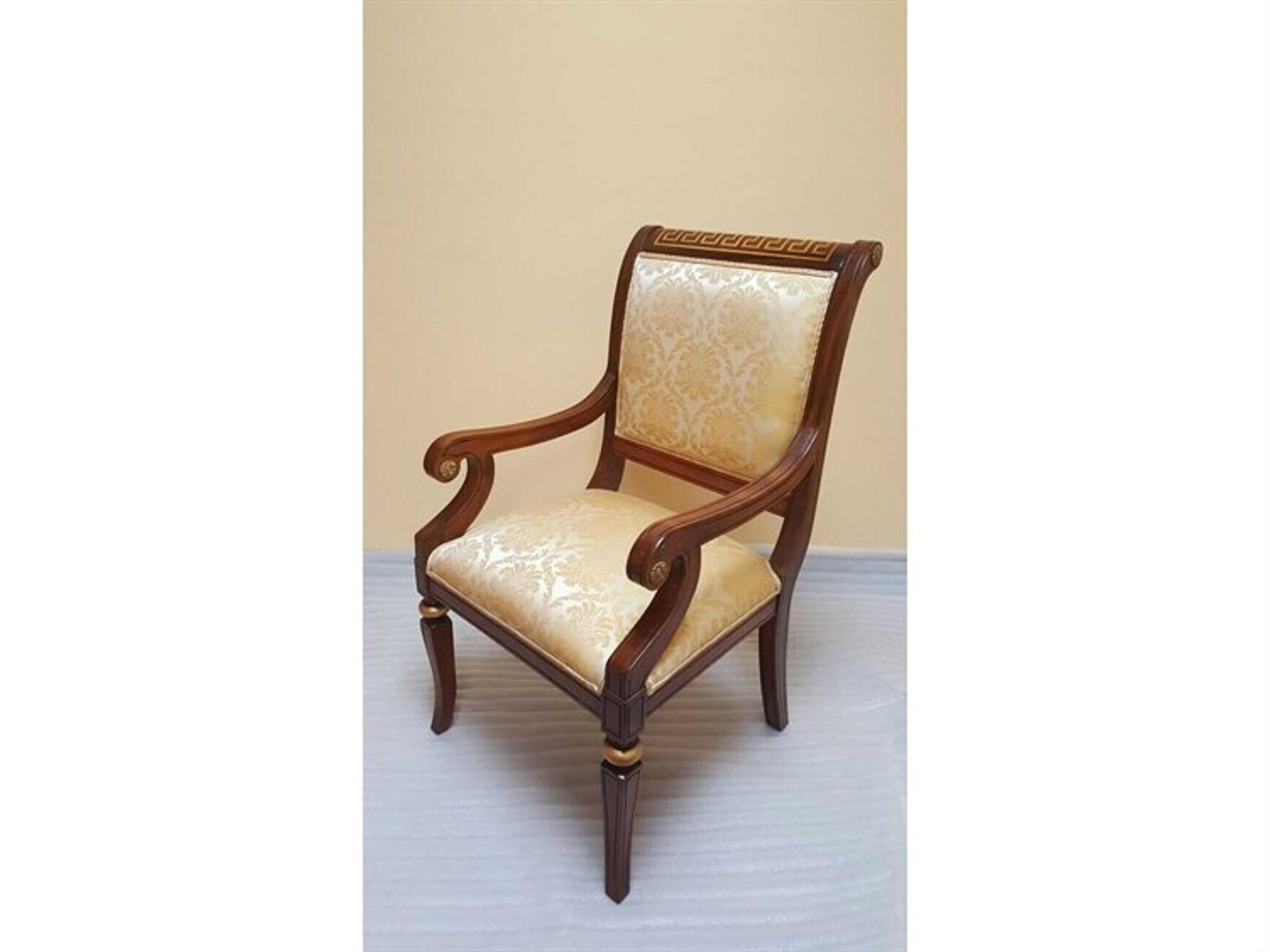 Op-722 Solid Wood Brown Upholstered Arm Dining Chair