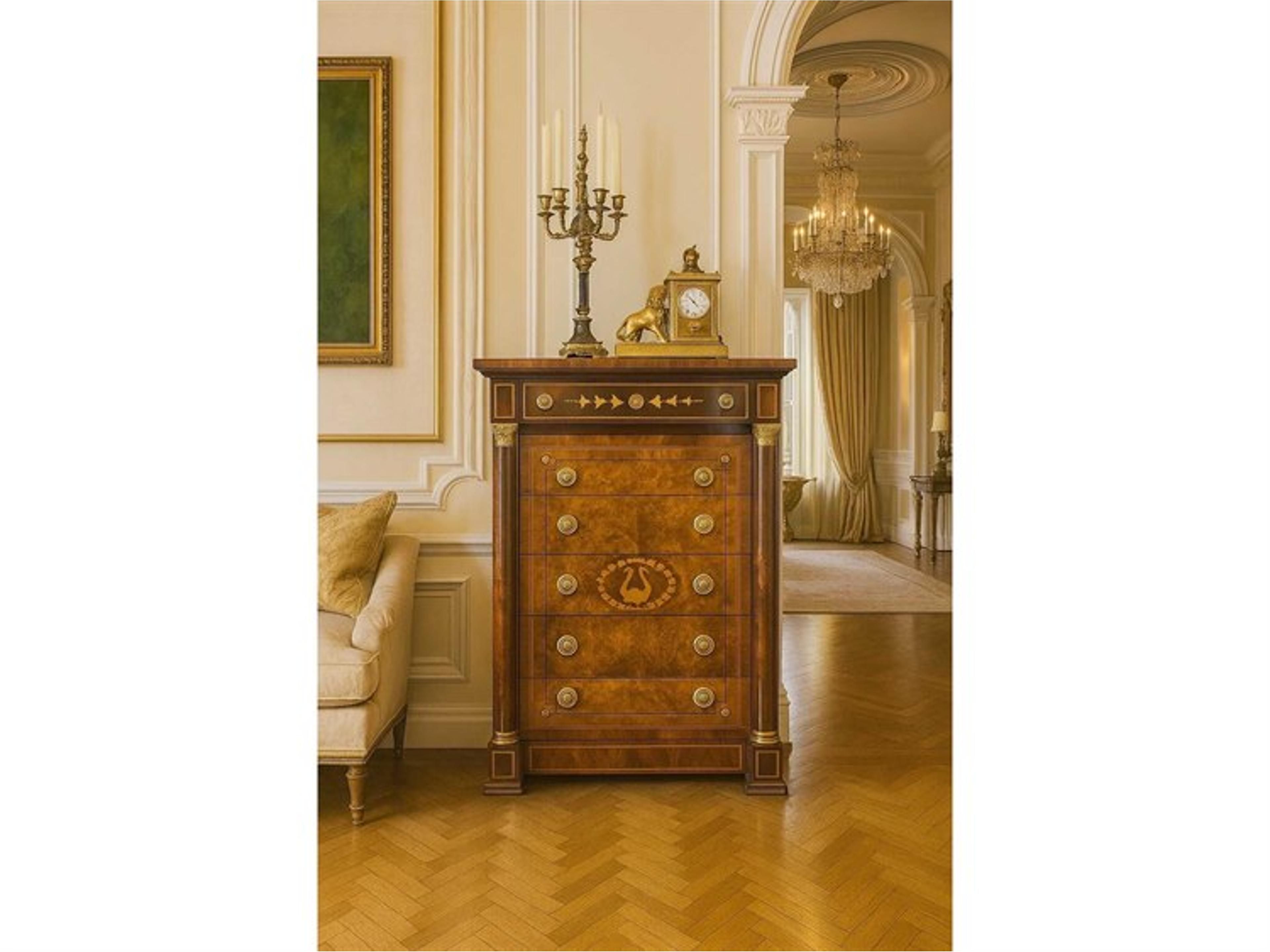 Op-853 6-Drawers Brown Solid Wood Dresser