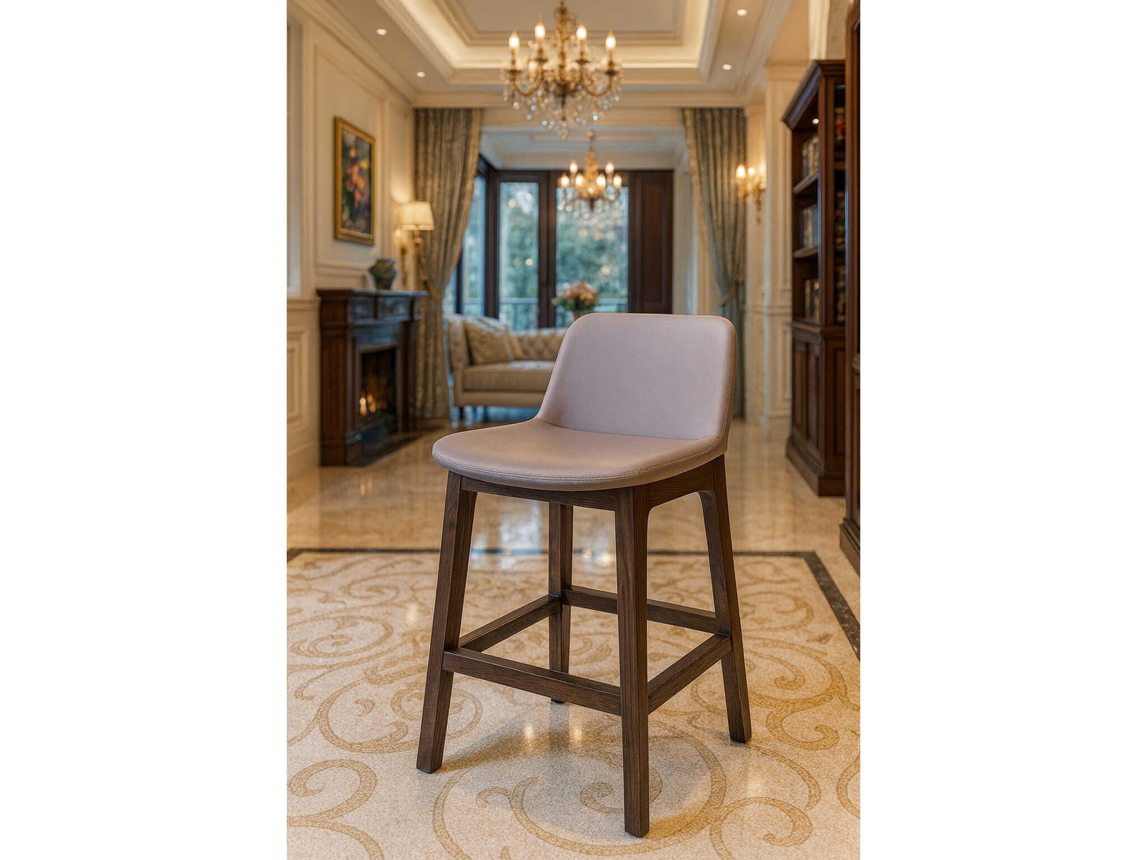 Stnde Leather Hardwood Bar Stool