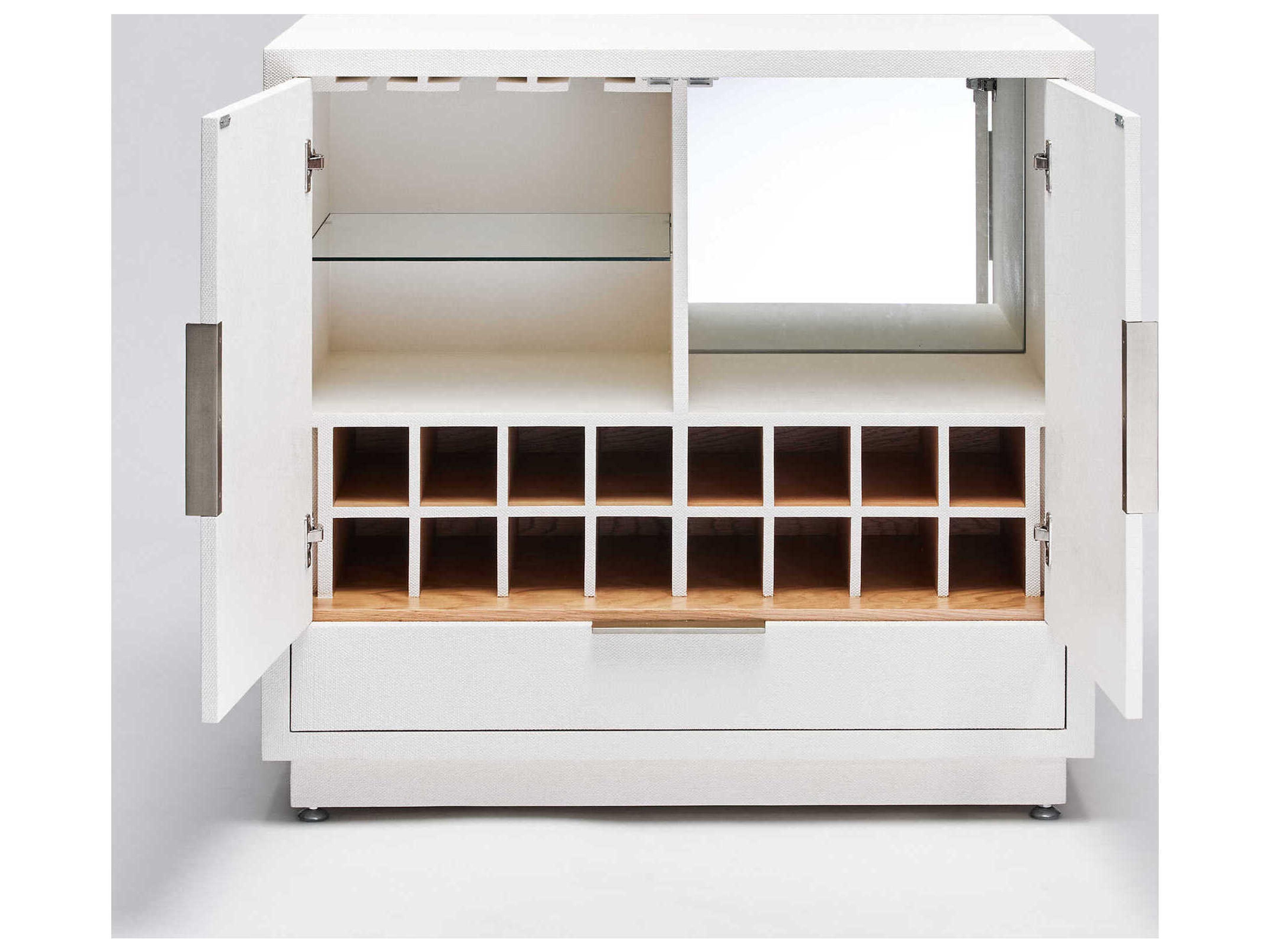 Interlude Home Montaigne Natural White Antique Brass Bar Cabinet