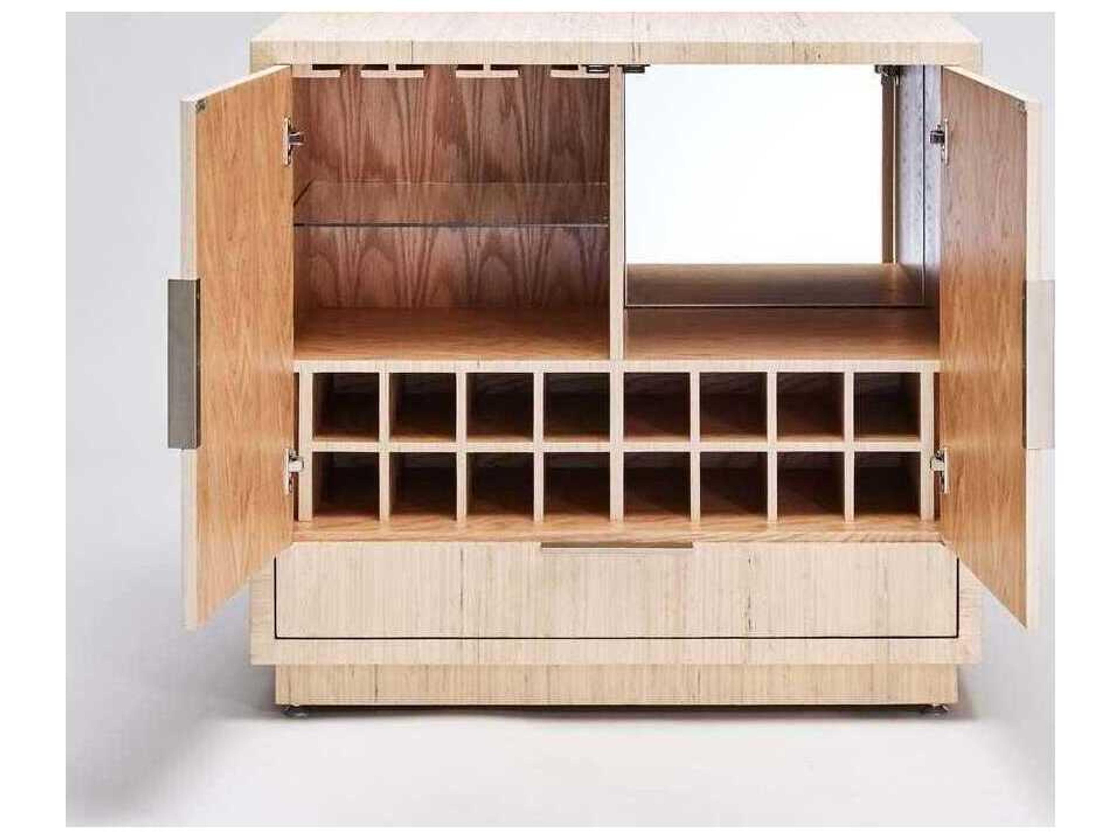 Interlude Home Montaigne Natural Champagne Silver Bar Cabinet