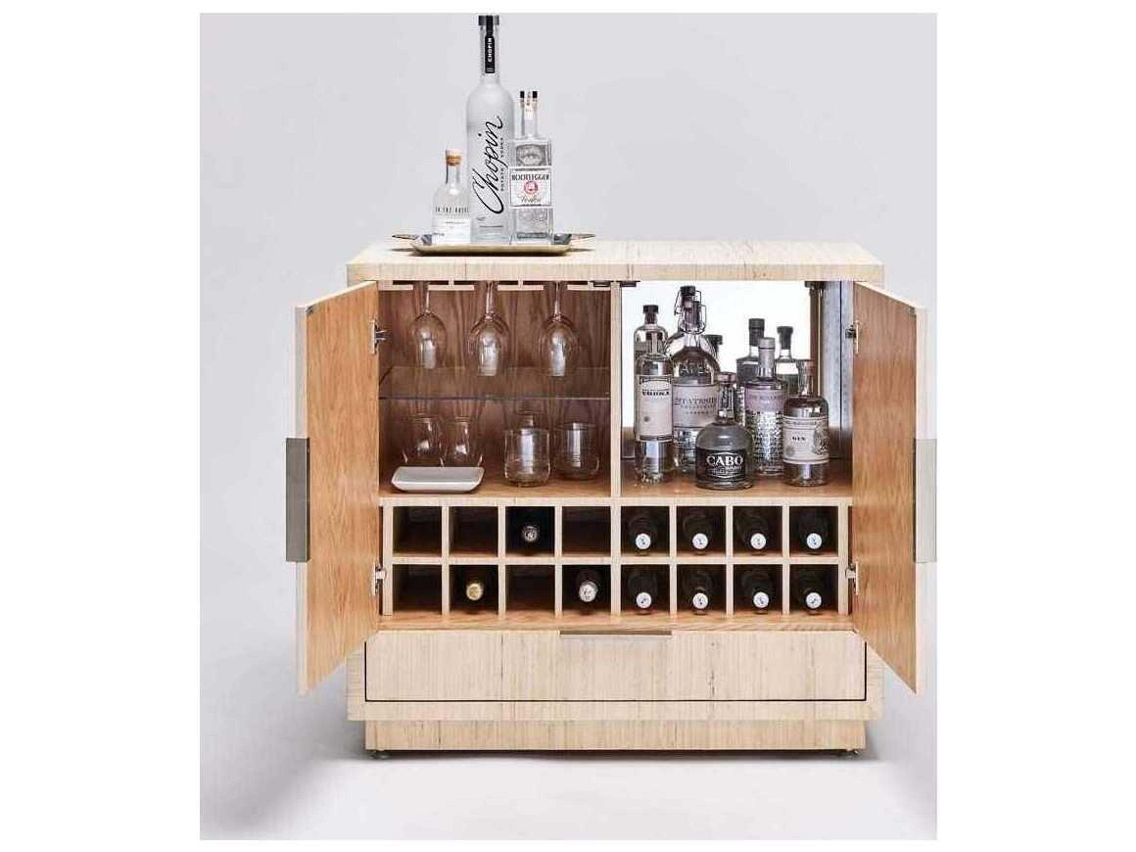 Interlude Home Montaigne Natural Champagne Silver Bar Cabinet