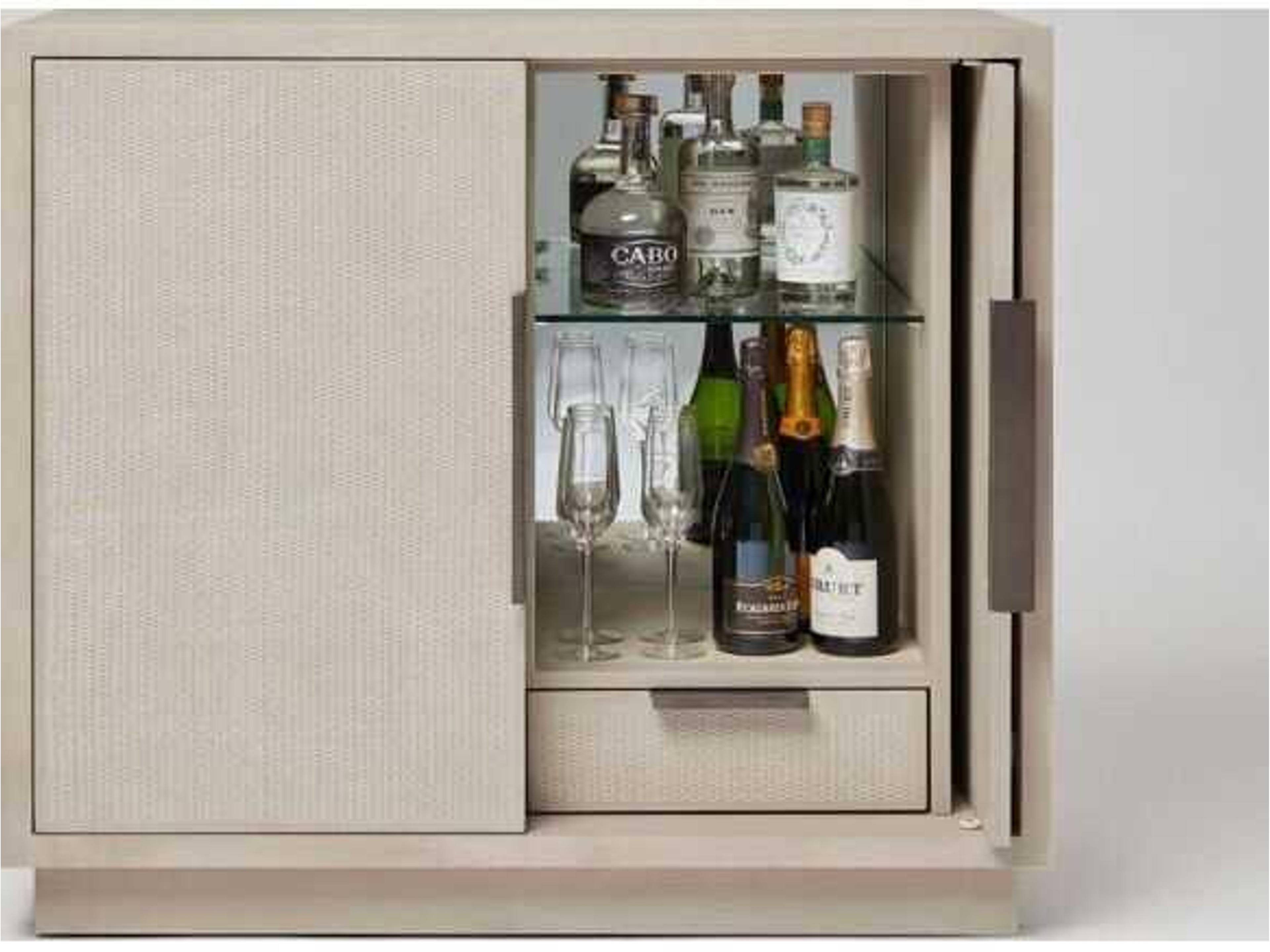 Interlude Home Holmes Natural Oak Wood Cliffside Vintage Bronze Bar Cabinet