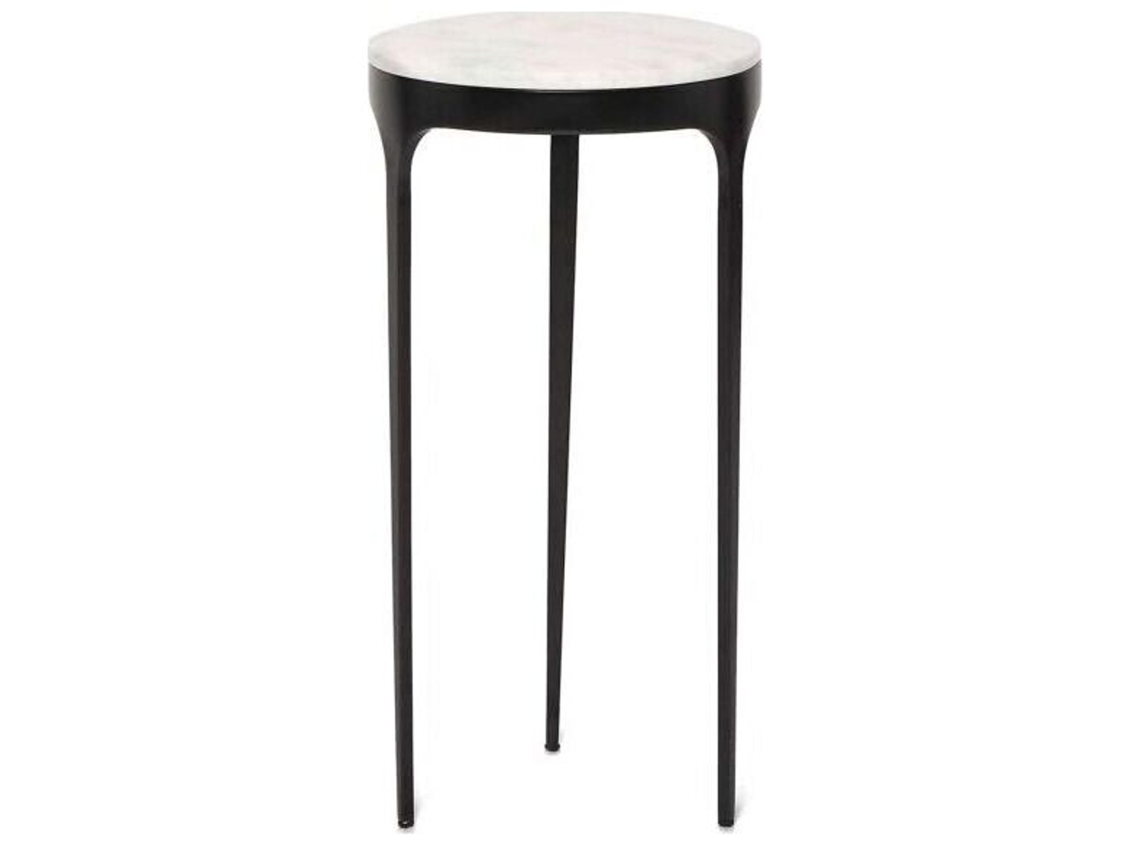 Camilla Round Marble Matte Black Ice Jade End Table