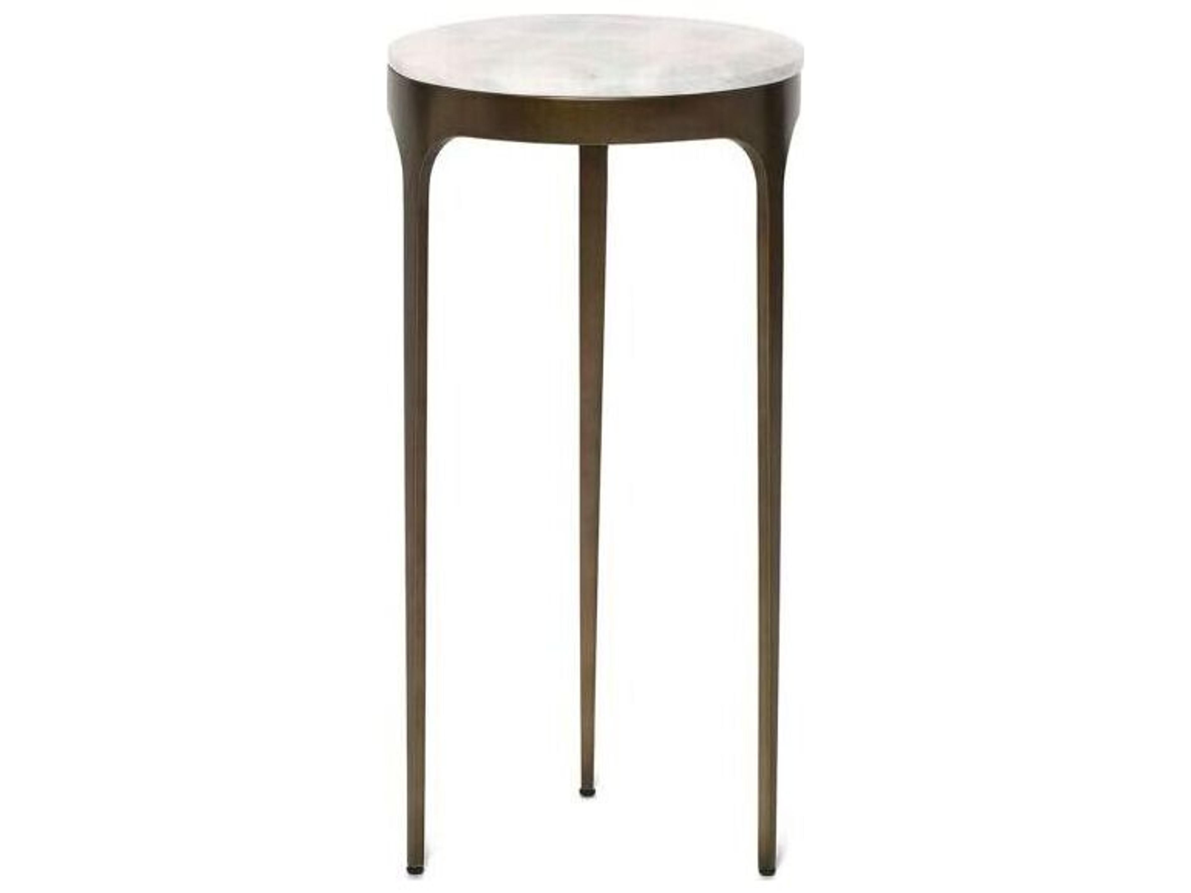 Camilla Round Marble Antique Bronze Ice Jade End Table