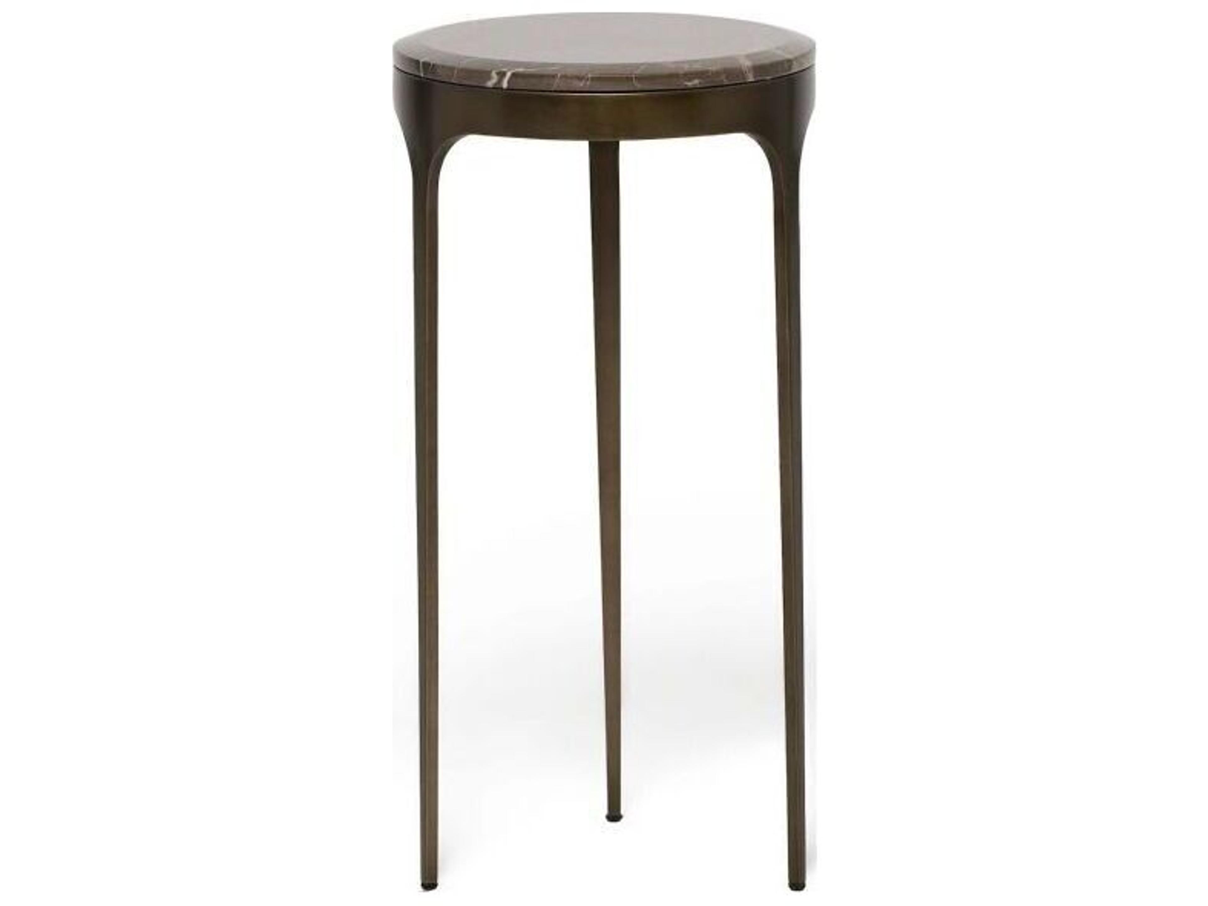Camilla Round Marble Antique Bronze Terra Brown End Table