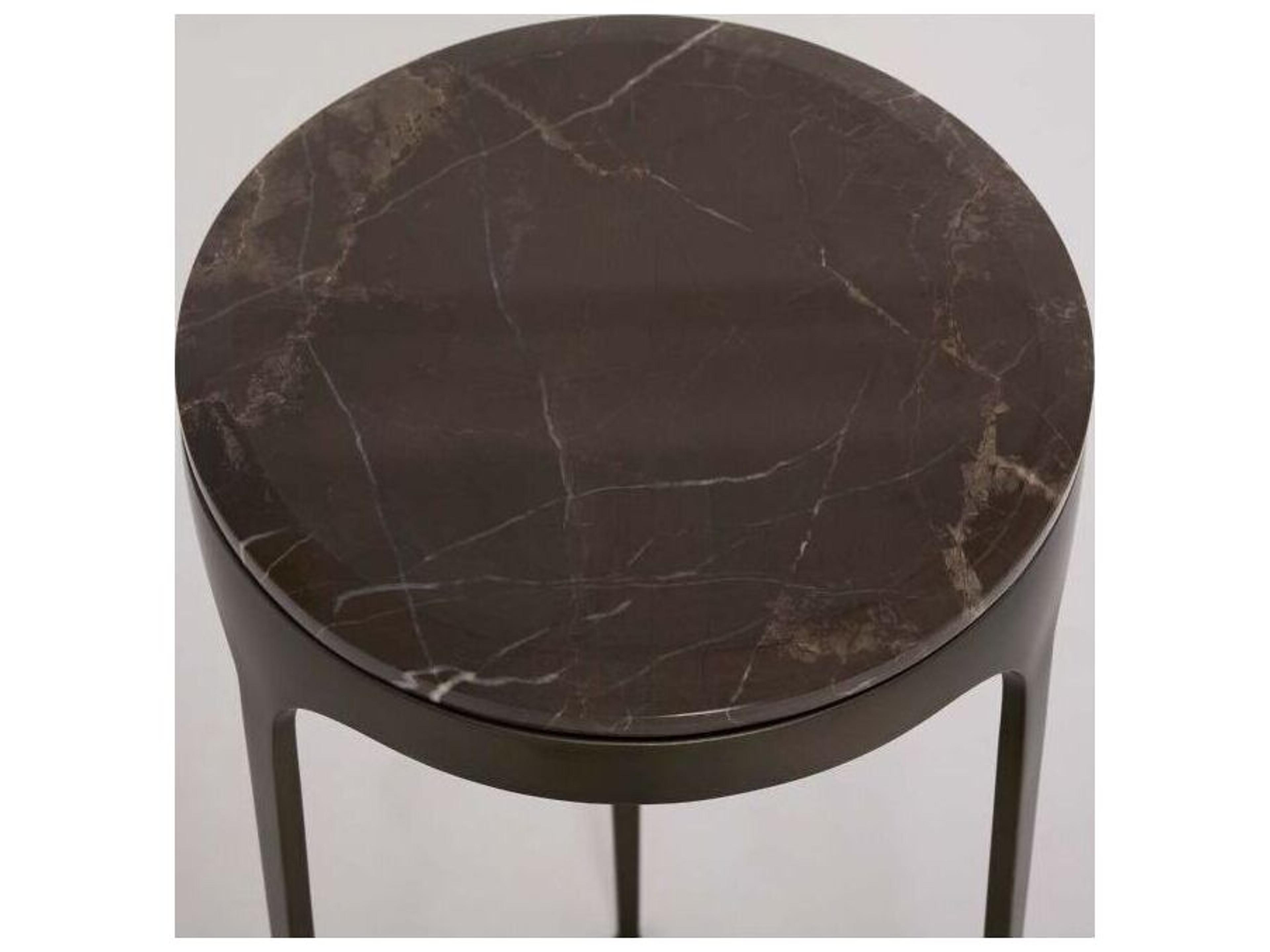 Interlude Home Camilla Round Marble Antique Bronze Terra Brown End Table