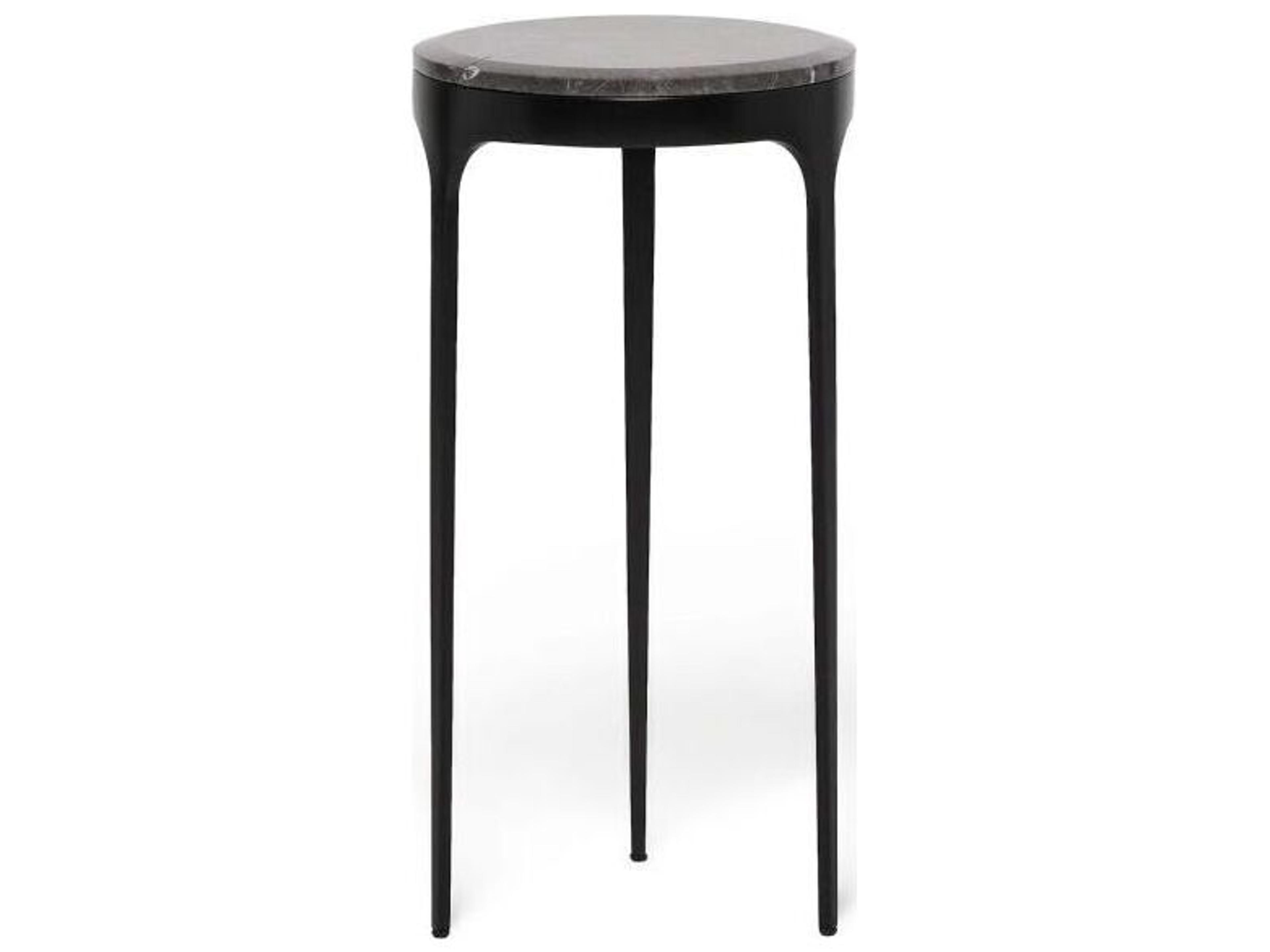 Camilla Round Marble Matte Black Wyndham Grey End Table