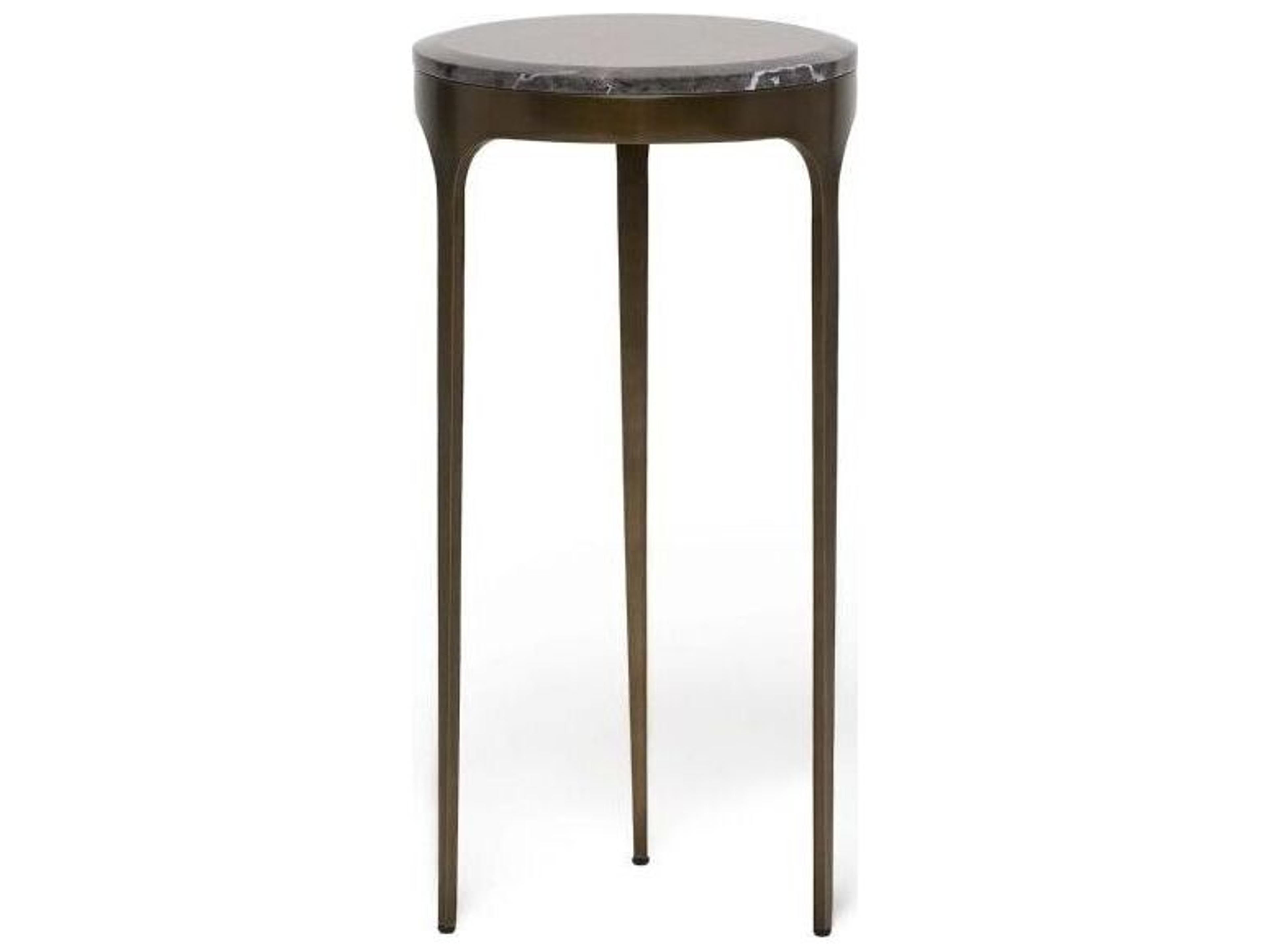 Camilla Round Marble Antique Bronze Wyndham Grey End Table