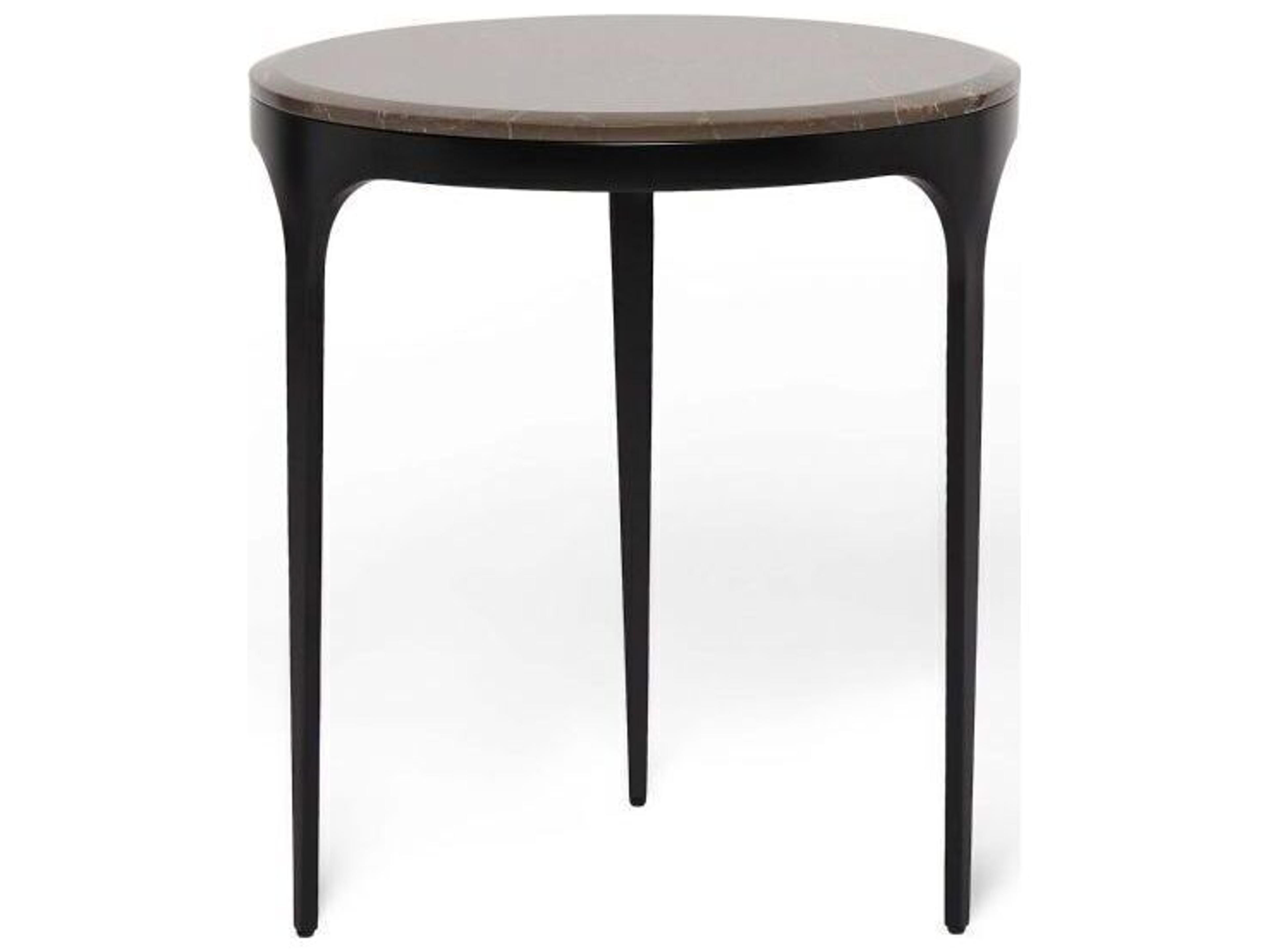 Camilla Round Marble Matte Black Terra Brown End Table
