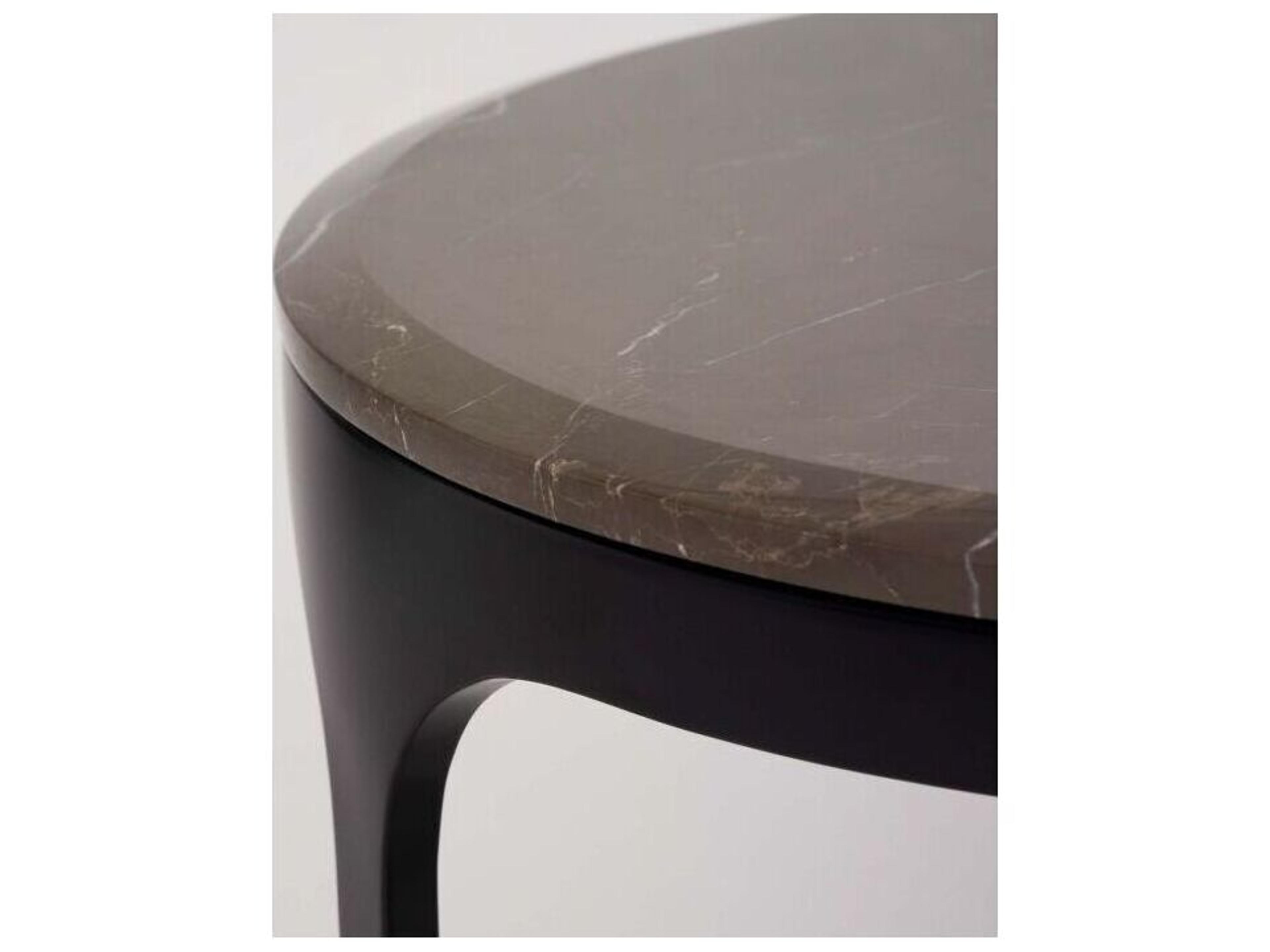 Interlude Home Camilla Round Marble Matte Black Terra Brown End Table