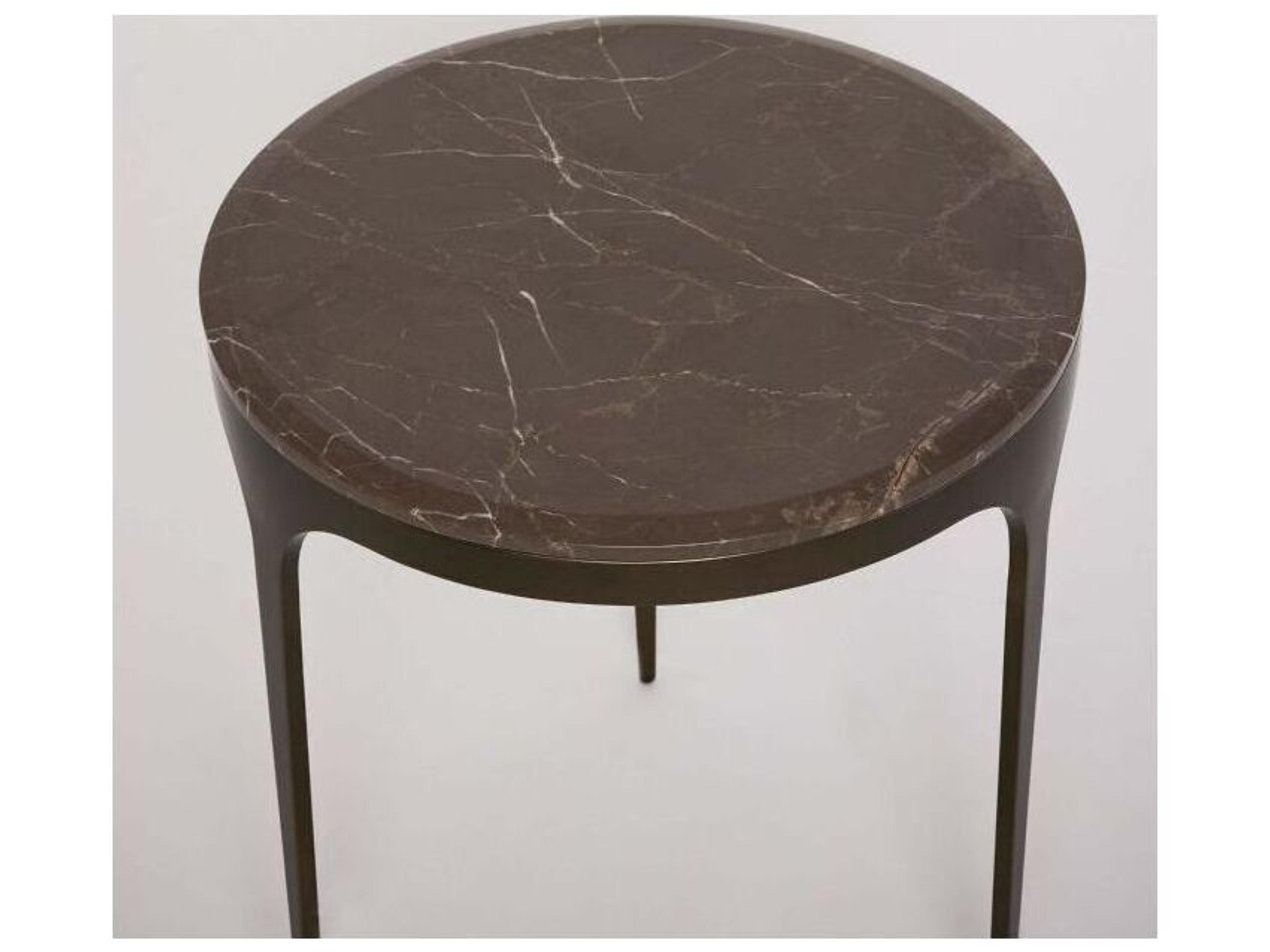 Interlude Home Camilla Round Marble Antique Bronze Terra Brown End Table