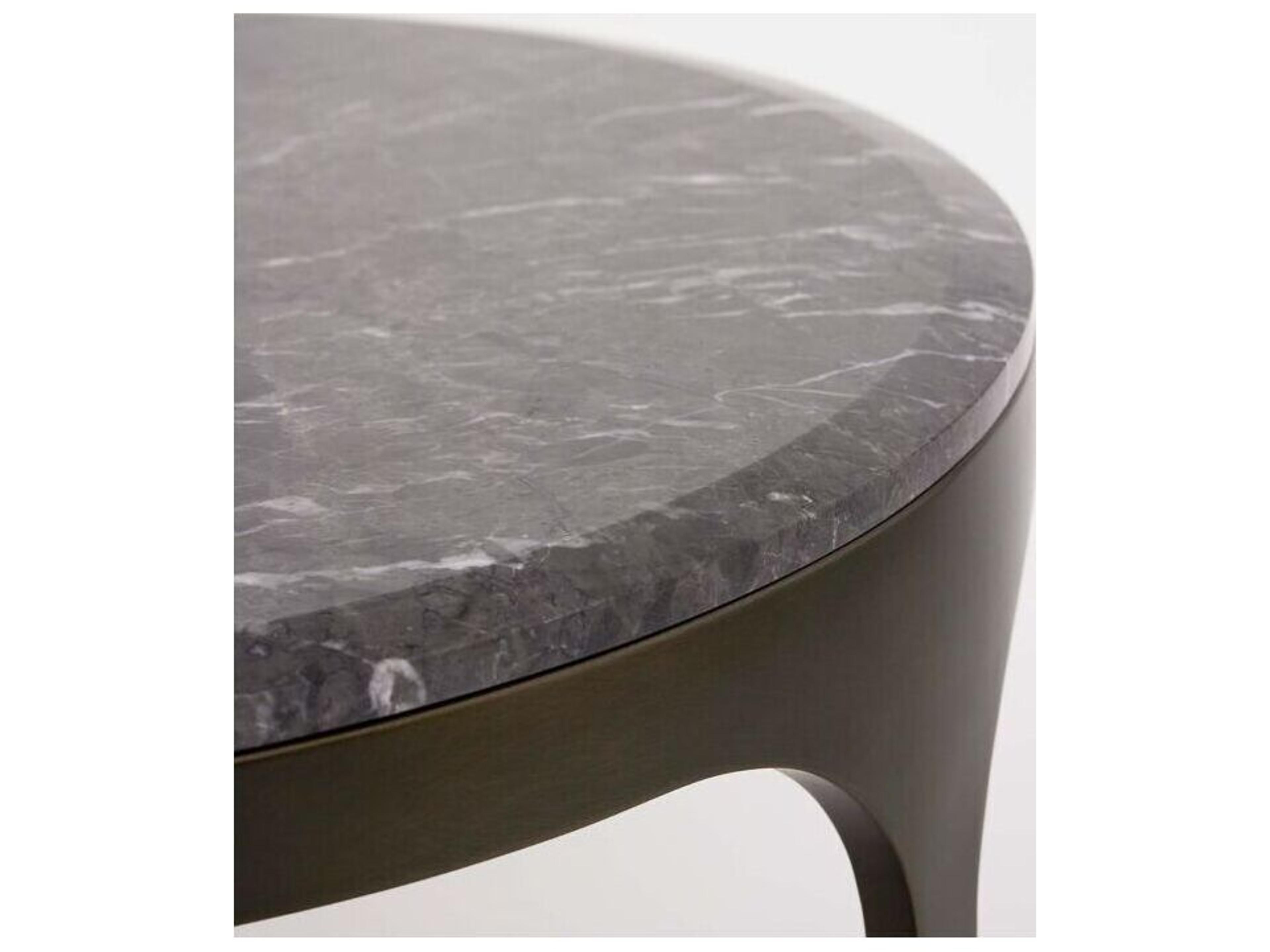 Interlude Home Camilla Round Marble Antique Bronze Wyndham Grey End Table