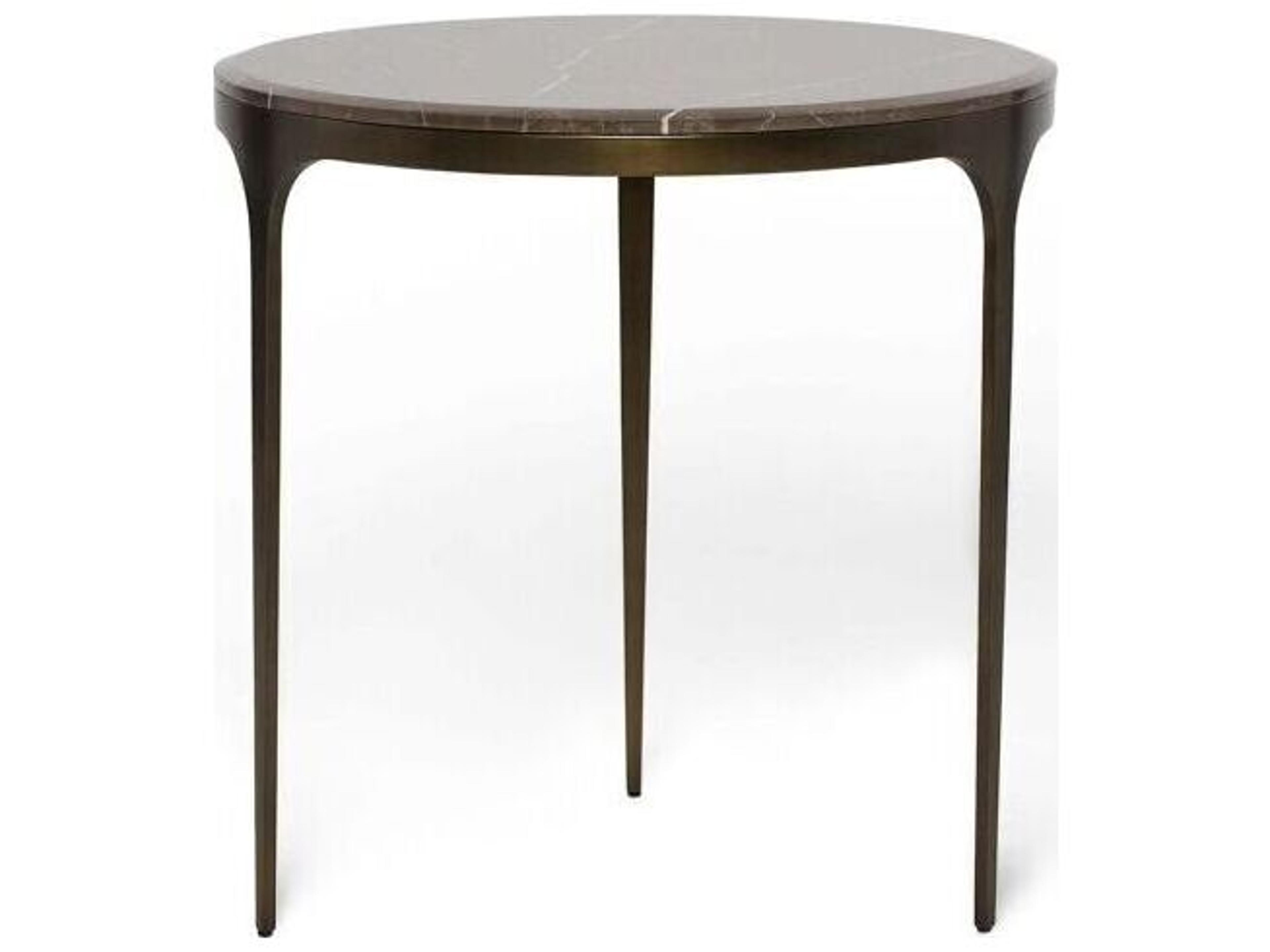Camilla Round Marble Antique Bronze Terra Brown End Table