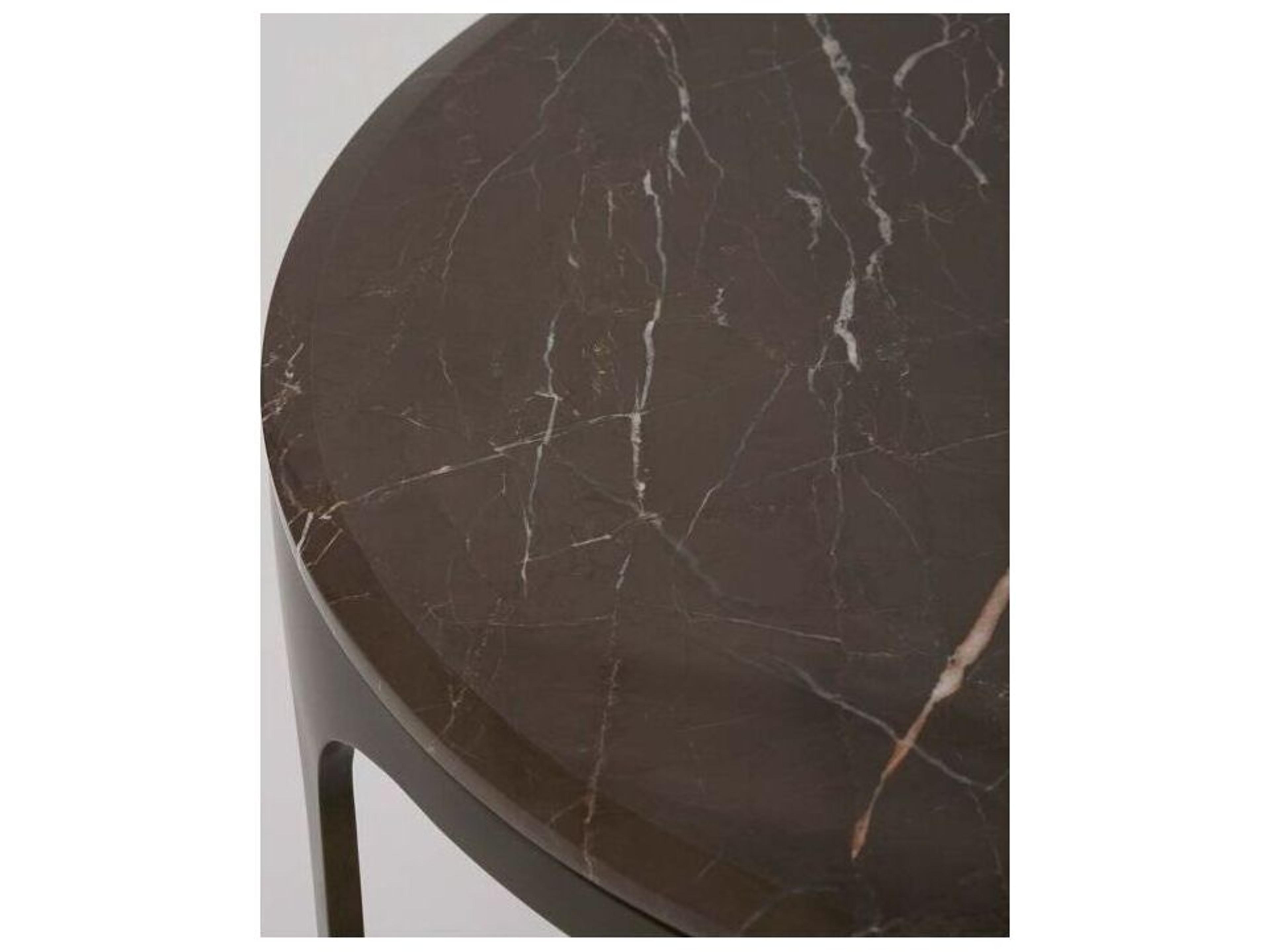 Interlude Home Camilla Round Marble Antique Bronze Terra Brown End Table