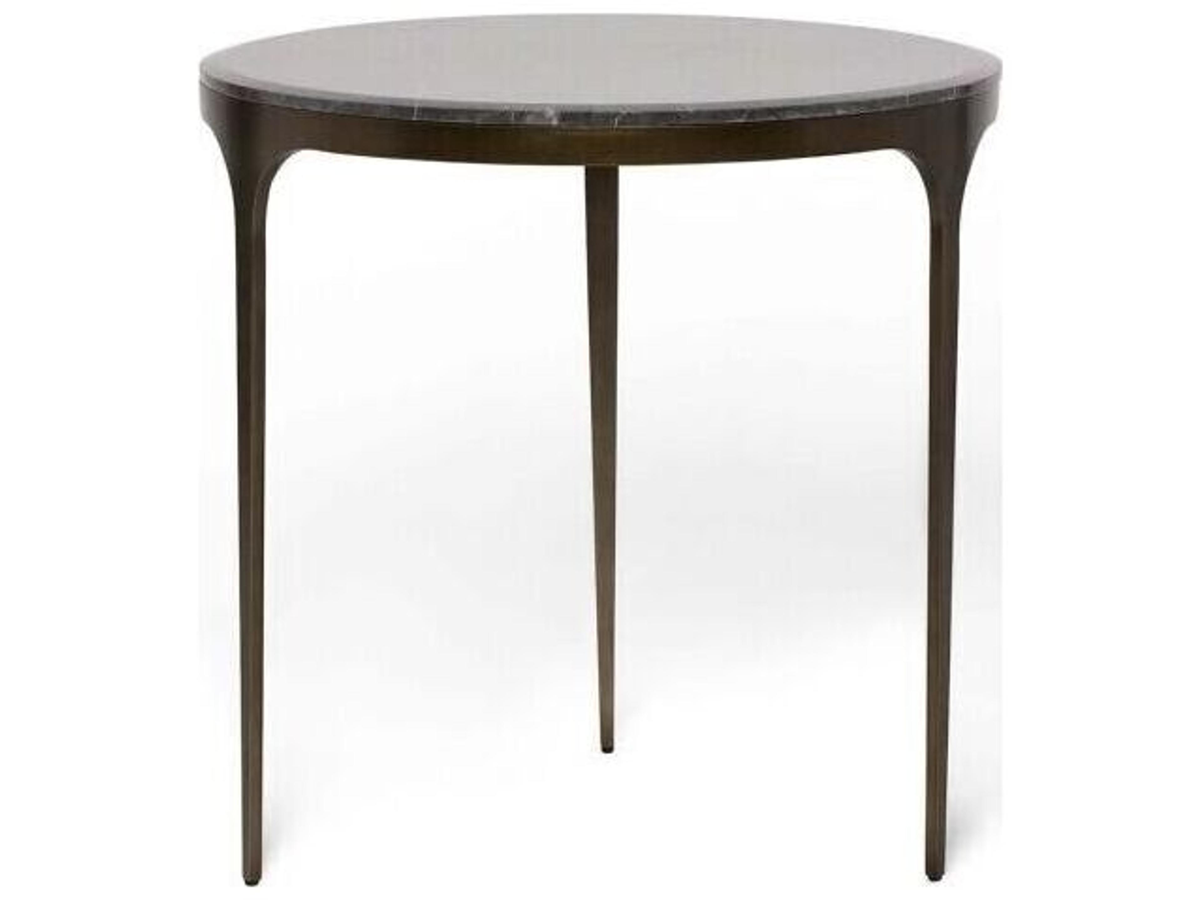 Camilla Round Marble Antique Bronze Wyndham Grey End Table