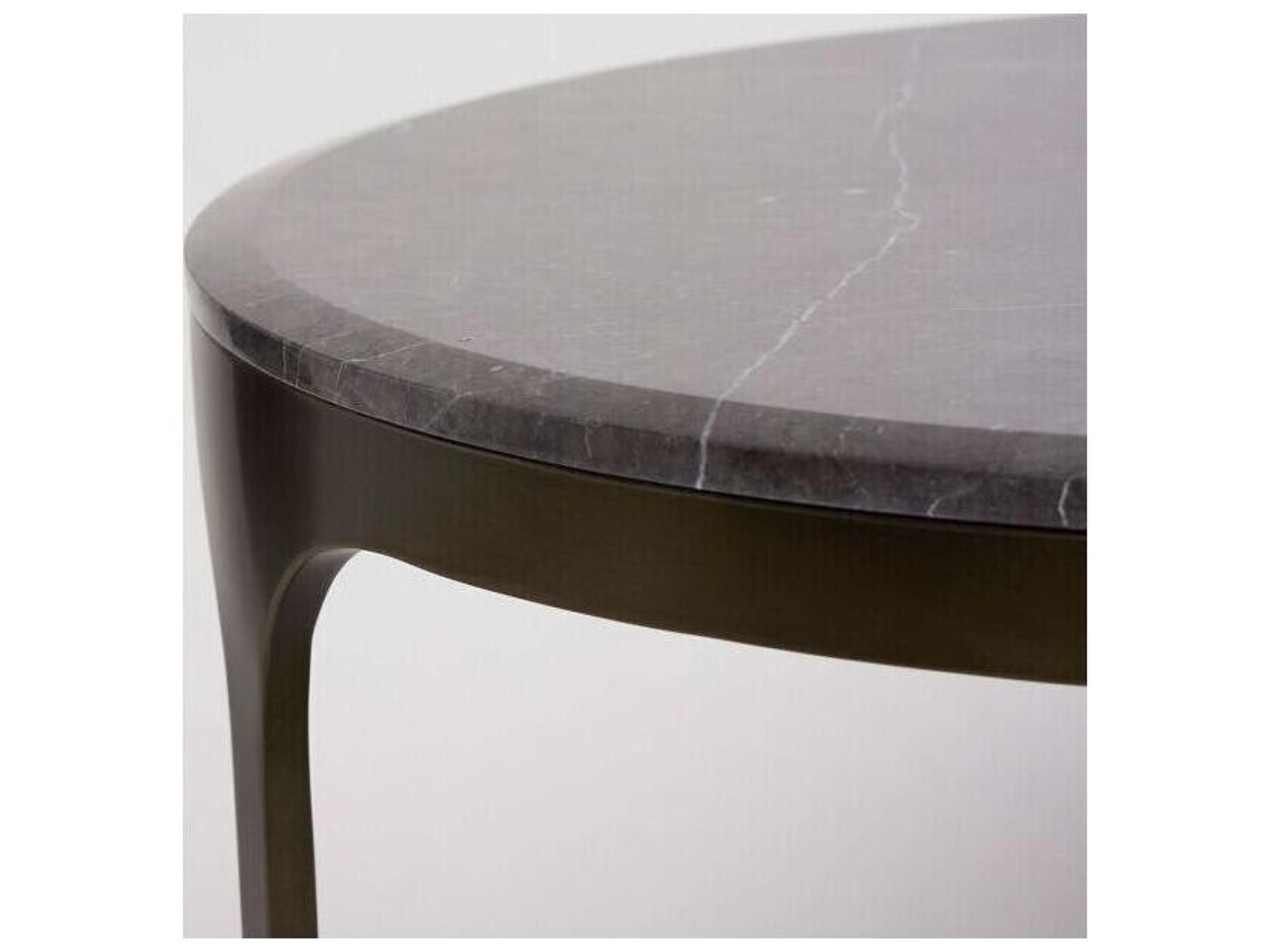 Interlude Home Camilla Round Marble Antique Bronze Wyndham Grey End Table
