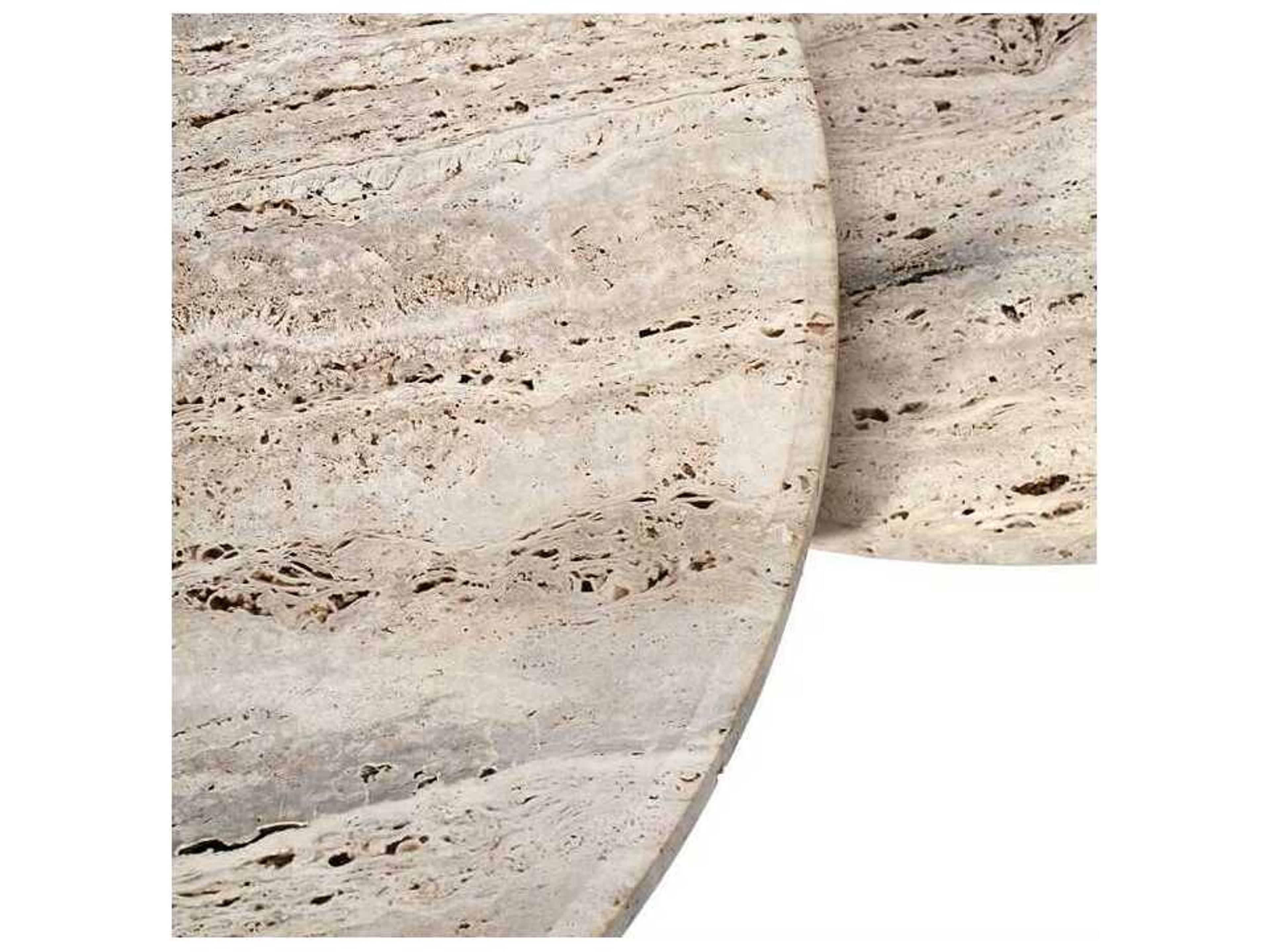Interlude Home Amerigo Round Stone Raw Travertine Coffee Table