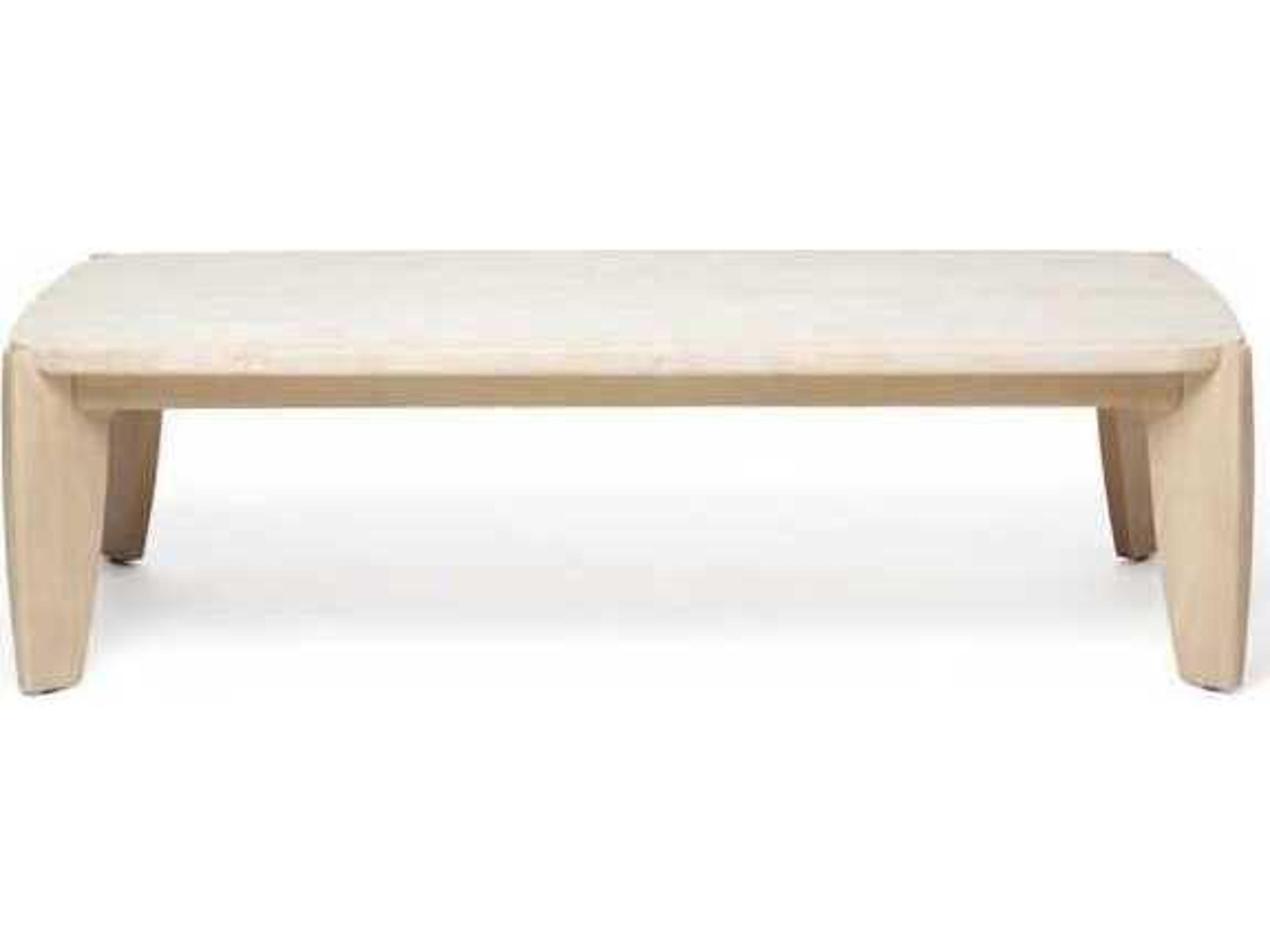 Interlude Home Rocco Rectangular Stone Raw Travertine Saddle Coffee Table